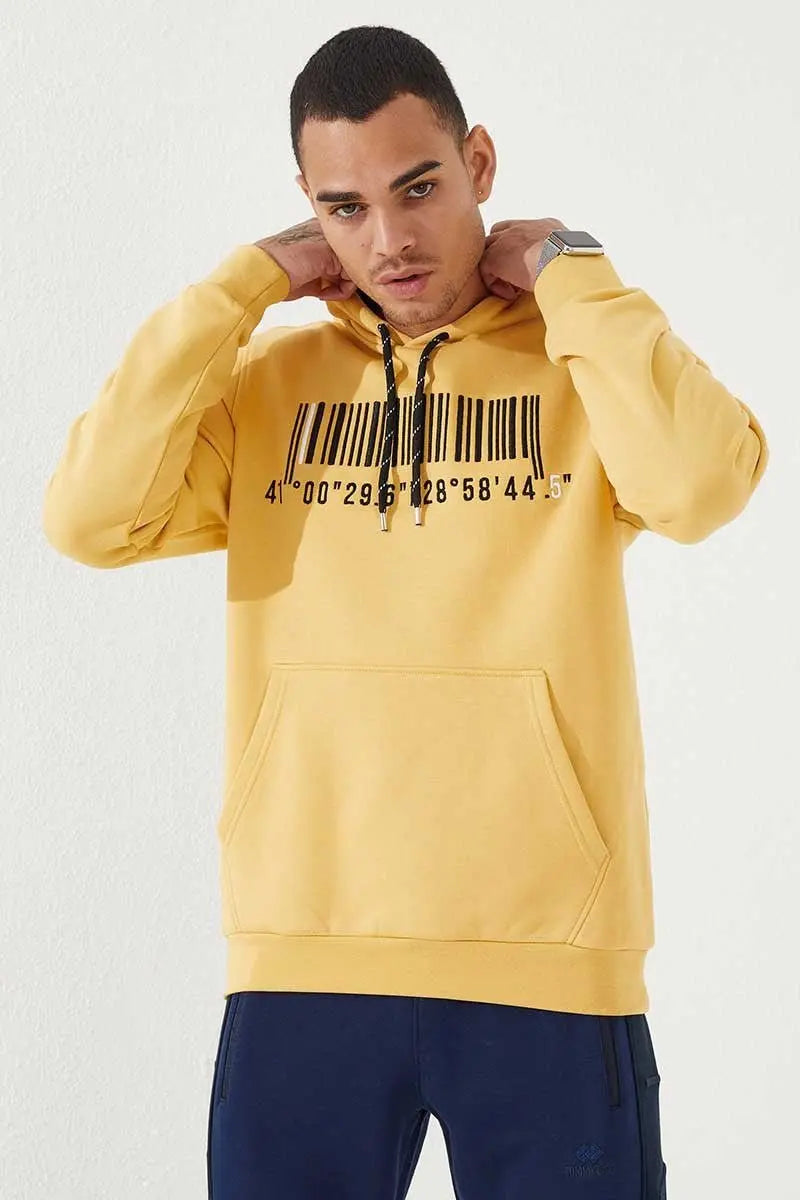 Sweatshirt pour homme à capuche avec poche kangourou et broderie, coupe standard - 87839