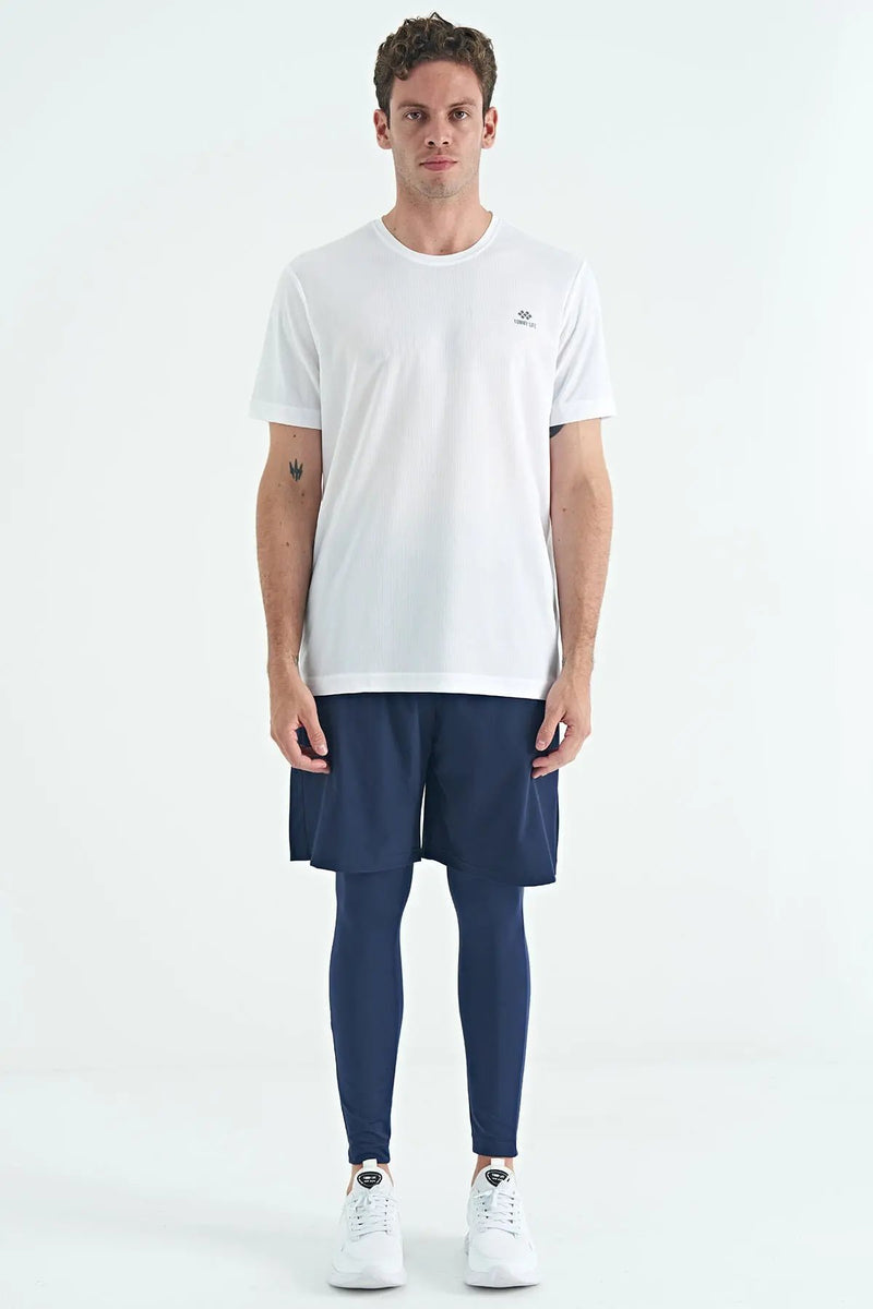 Tayt pour homme à taille haute, slim fit, avec imprimé au niveau des chevilles, pour activité sportive - 84988