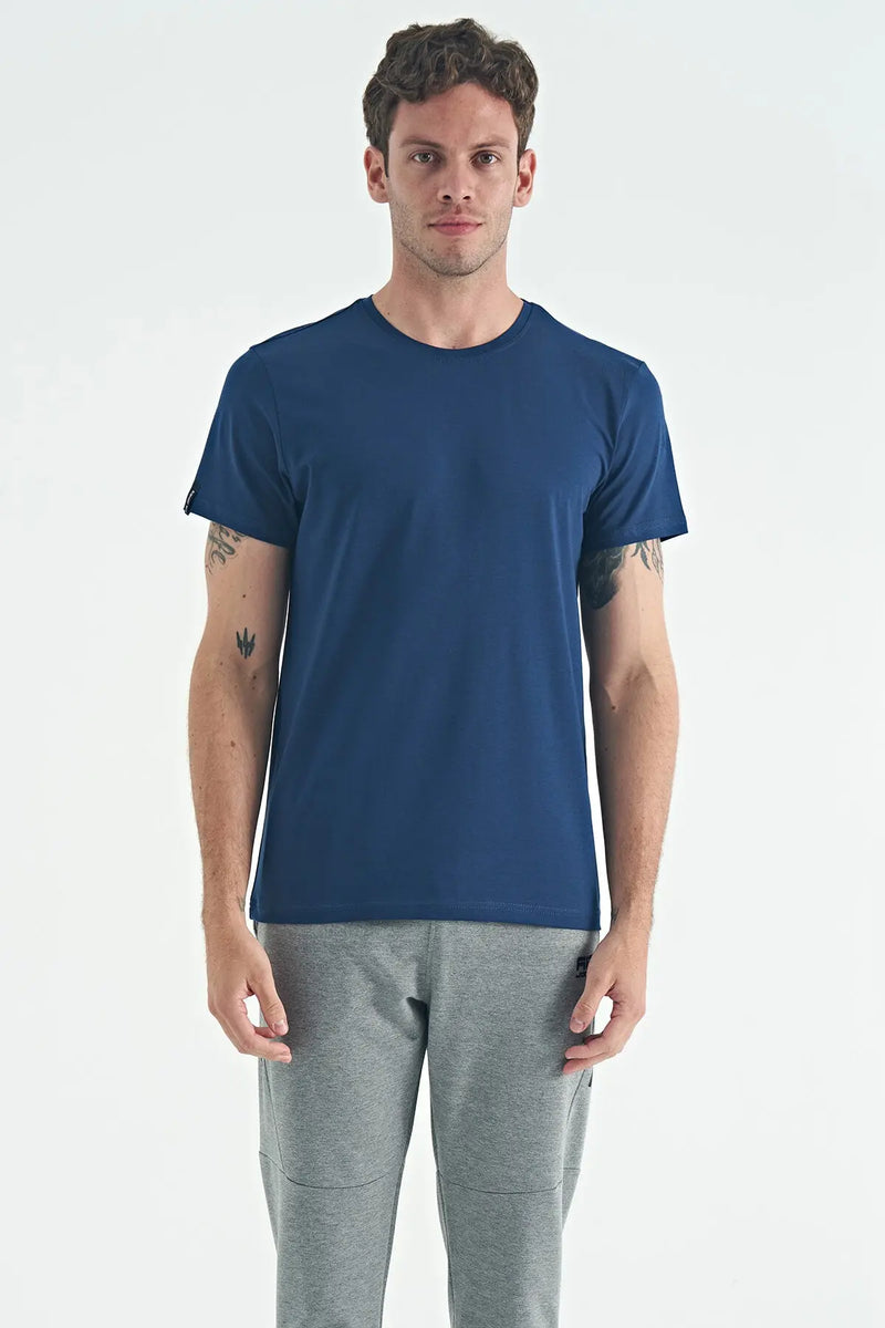 T-shirt pour homme à col rond, coupe standard, modèle basique - 88245