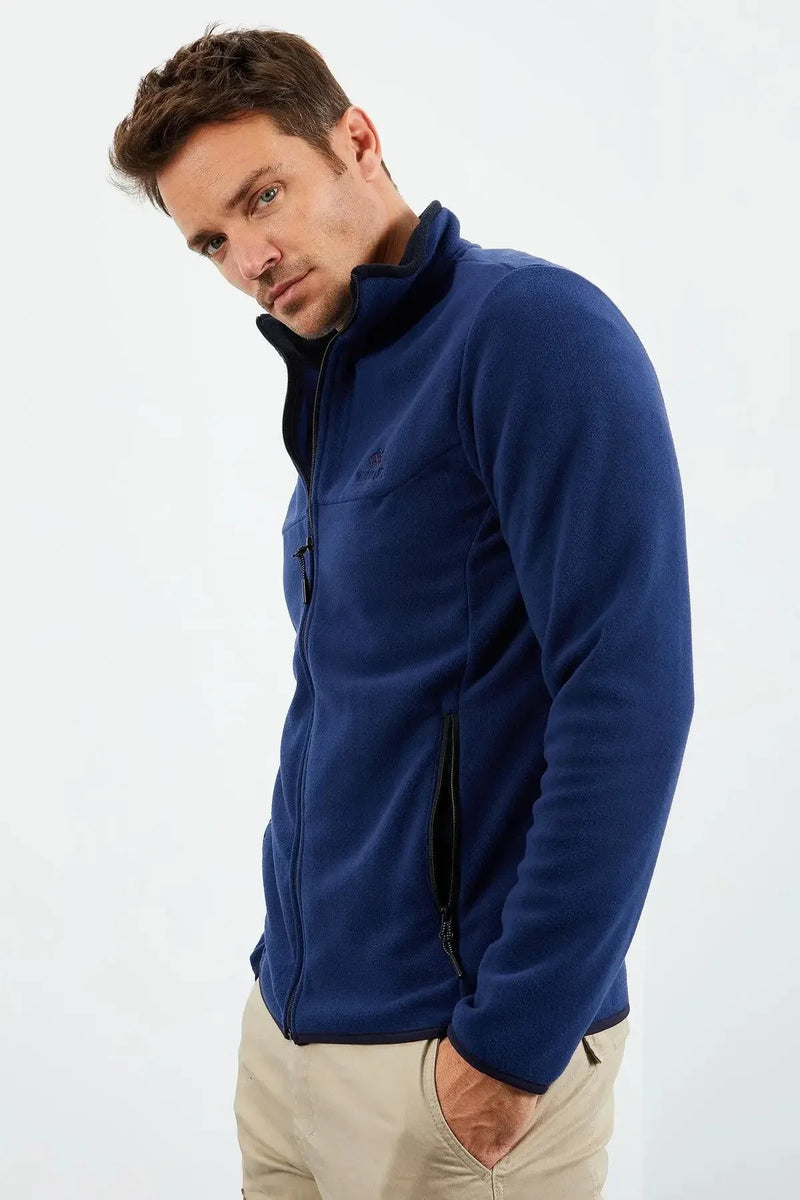 Sweatshirt pour homme en polaire à col montant et fermeture éclair, coupe standard avec broderie - 87992