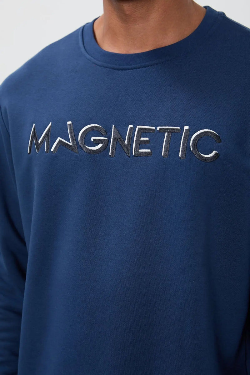Sweatshirt pour homme à col rond avec broderie, coupe décontractée - 88020