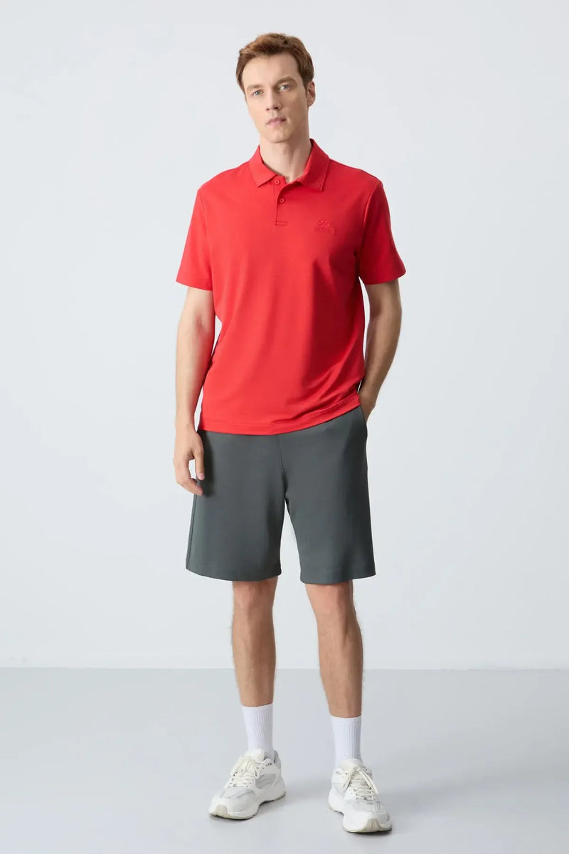 Polo homme en maille avec logo col polo coupe standard- 87748