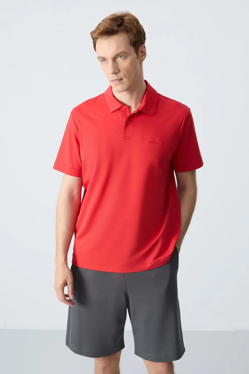 Polo homme en maille avec logo col polo coupe standard- 87748