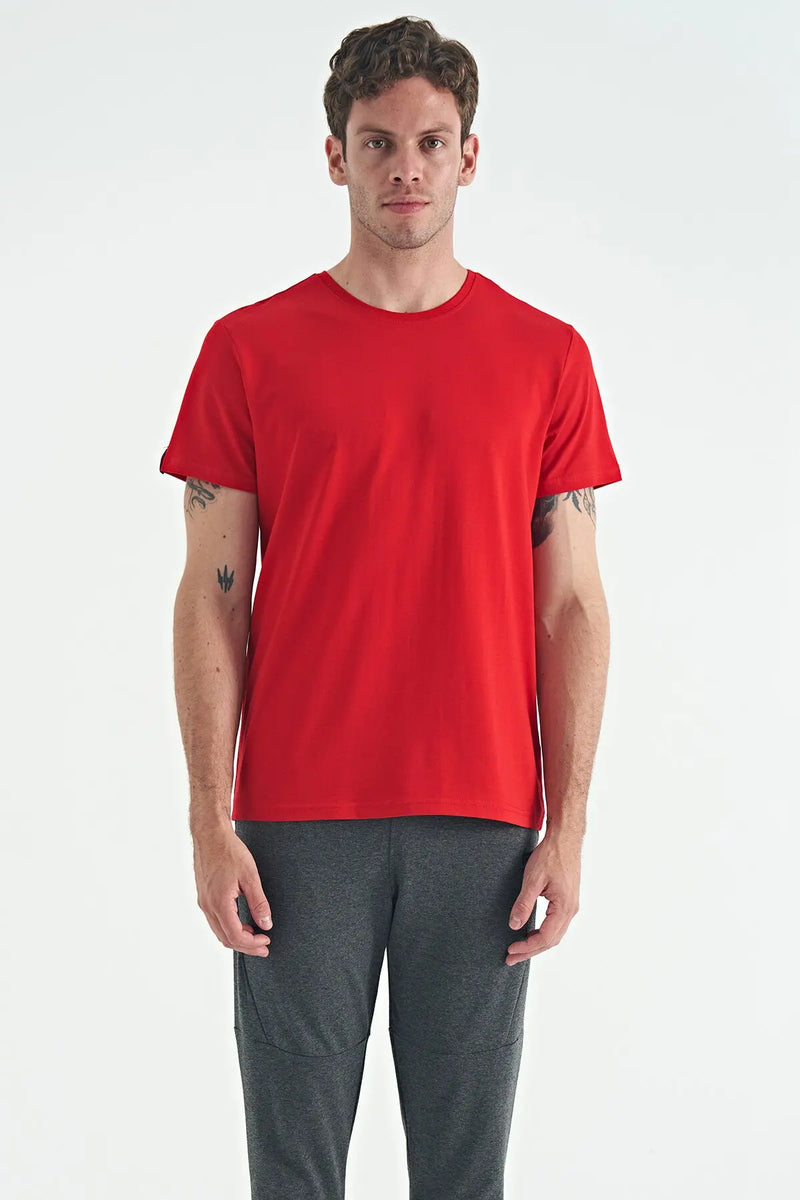 T-shirt pour homme à col rond, coupe standard, modèle basique - 88245
