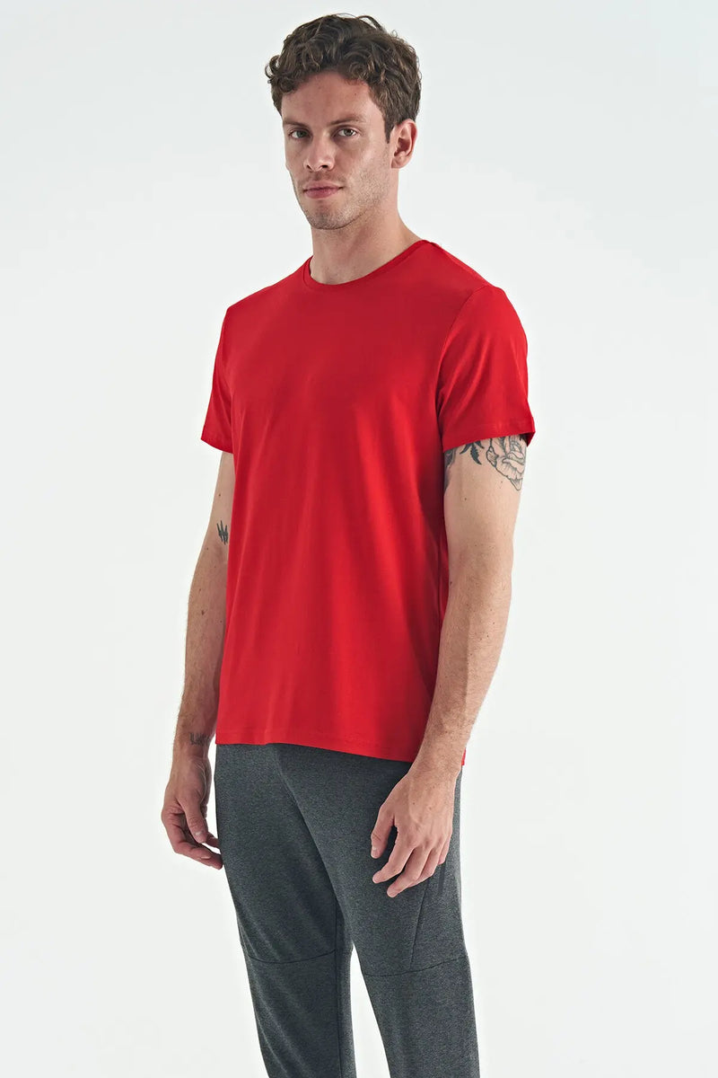 T-shirt pour homme à col rond, coupe standard, modèle basique - 88245