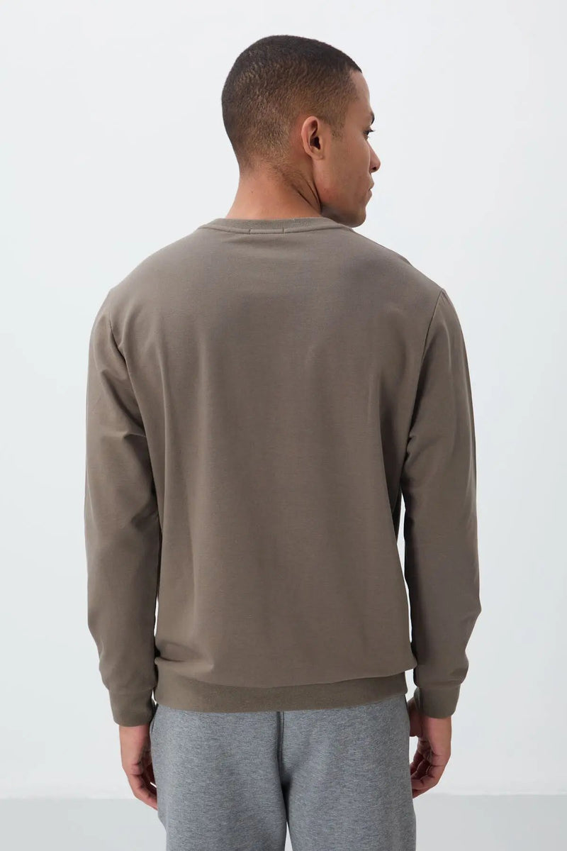 Sweatshirt pour homme à col rond avec broderie, coupe décontractée - 88020