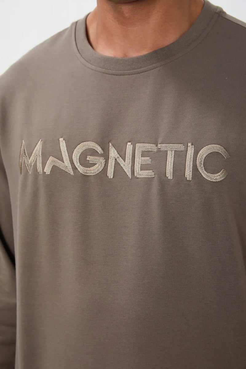 Sweatshirt pour homme à col rond avec broderie, coupe décontractée - 88020