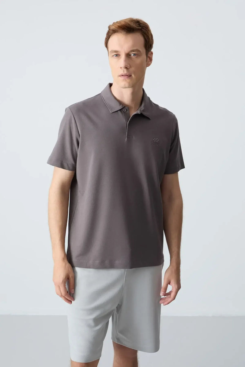 Polo homme en maille avec logo col polo coupe standard- 87748