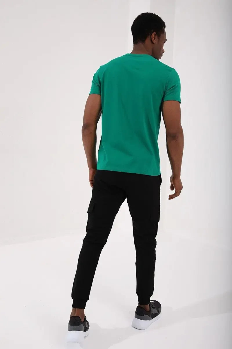 T-shirt homme basique col V manches courtes coupe standard- 87912