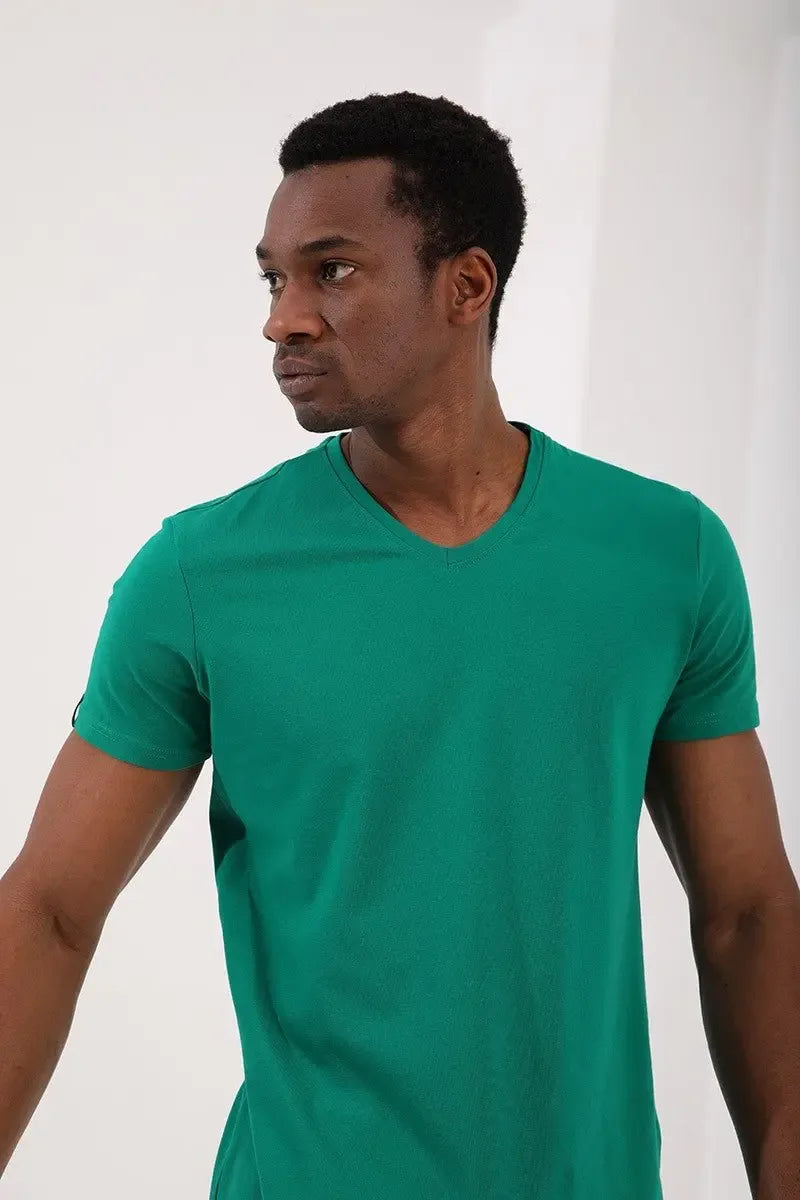 T-shirt homme basique col V manches courtes coupe standard- 87912