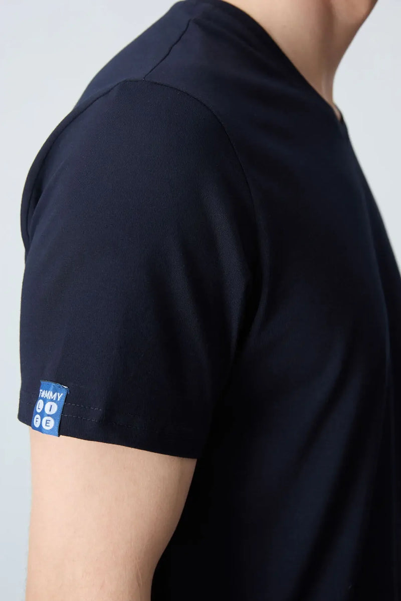 T-shirt homme basique col V manches courtes coupe standard- 87912