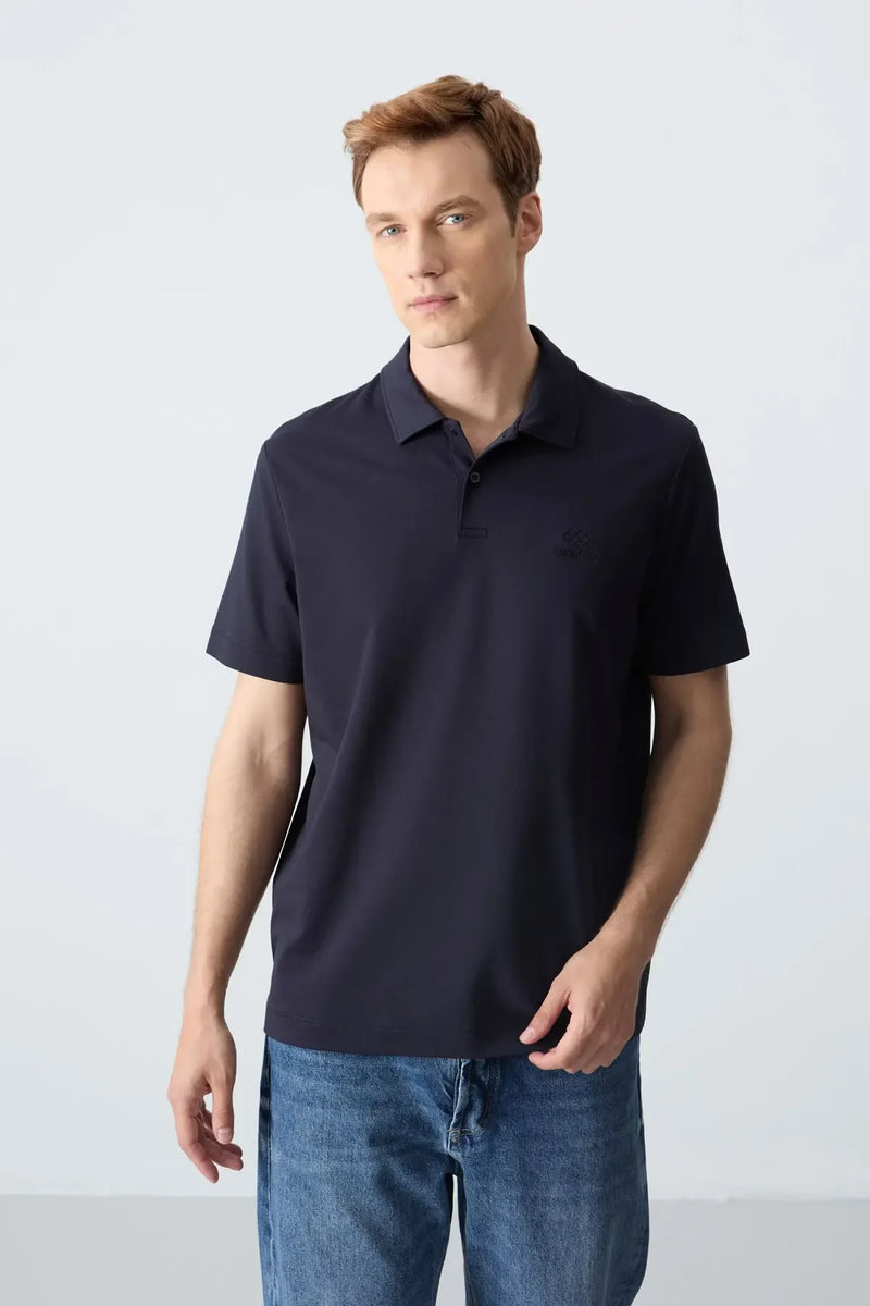 Polo homme en maille avec logo col polo coupe standard- 87748