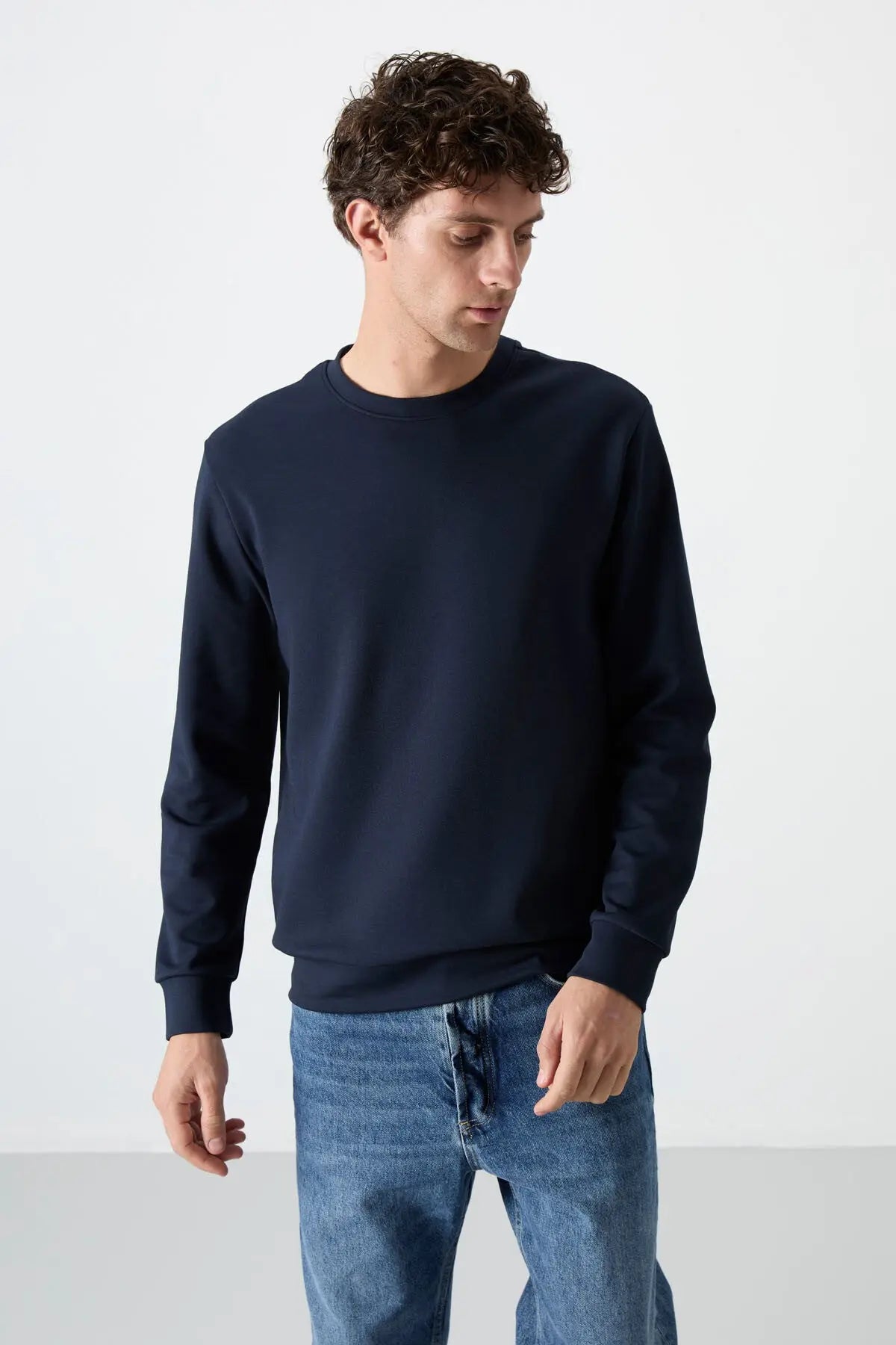 basic o yaka rahat form erkek sweatshirt - 88053 - Justyol