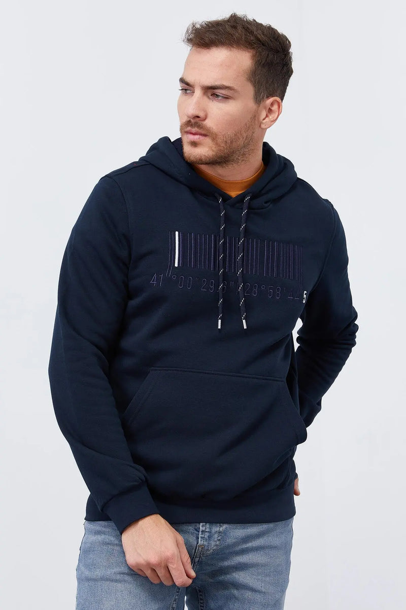 Sweatshirt pour homme à capuche avec poche kangourou et broderie, coupe standard - 87839