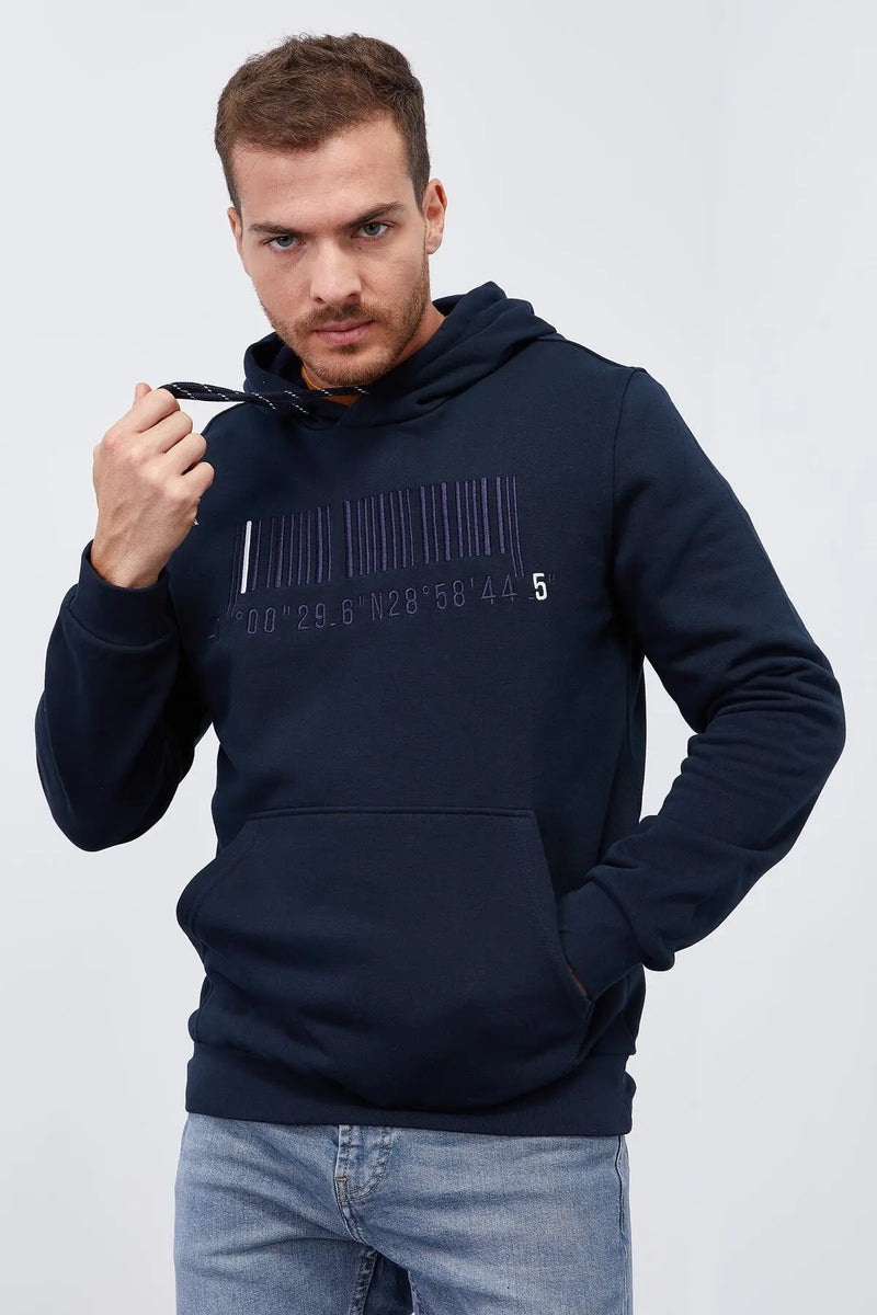Sweatshirt pour homme à capuche avec poche kangourou et broderie, coupe standard - 87839