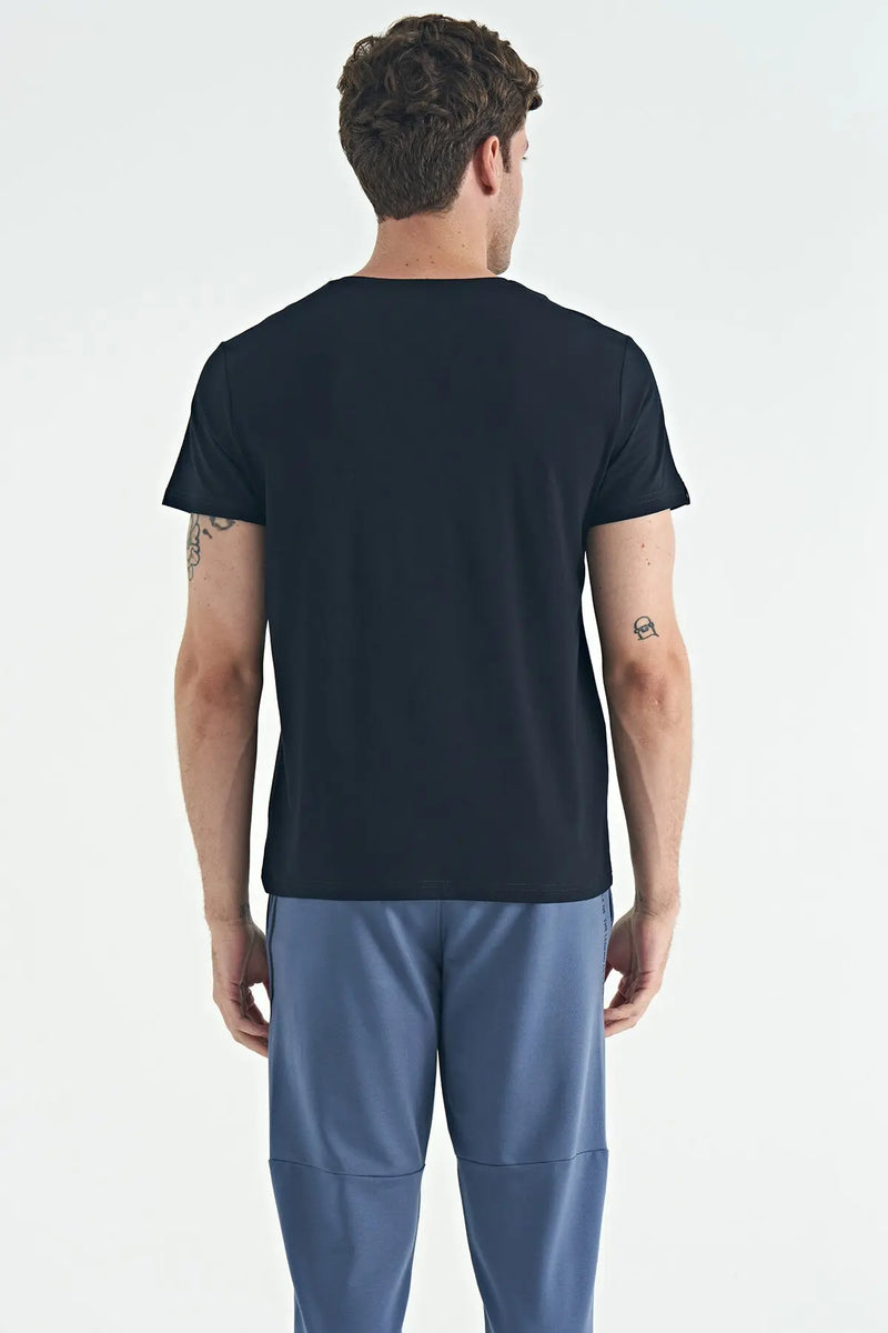 T-shirt pour homme à col rond, coupe standard, modèle basique - 88245