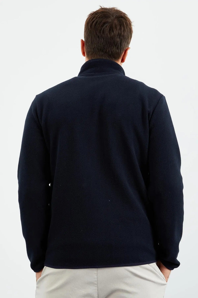 Sweatshirt pour homme en polaire à col montant et fermeture éclair, coupe standard avec broderie - 87992