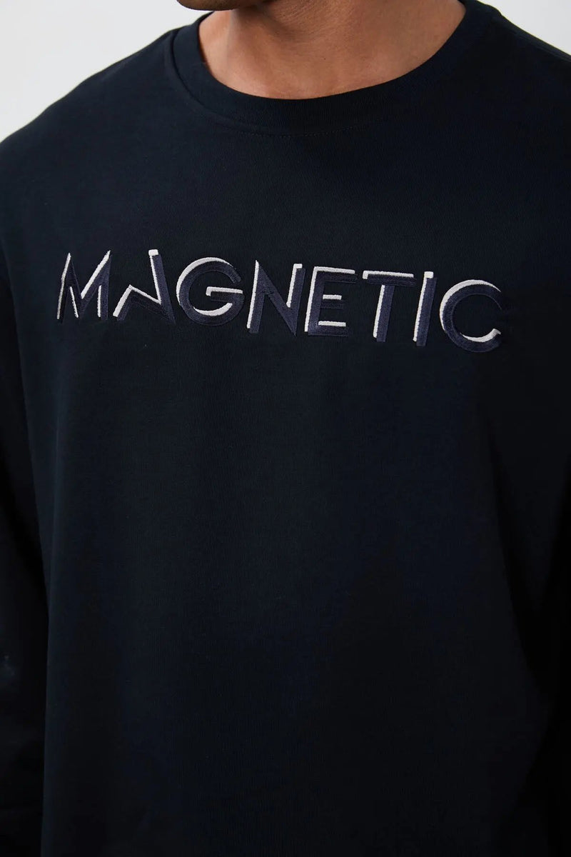 Sweatshirt pour homme à col rond avec broderie, coupe décontractée - 88020