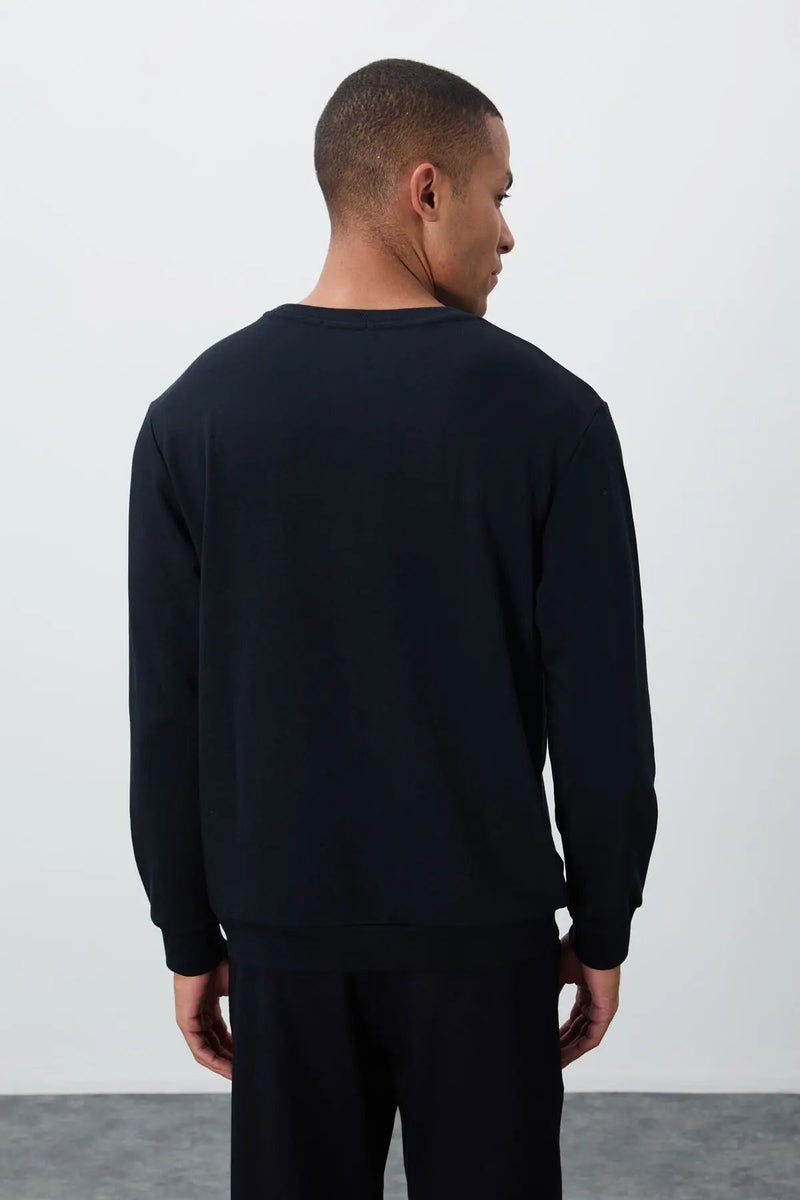Sweatshirt pour homme à col rond avec broderie, coupe décontractée - 88020