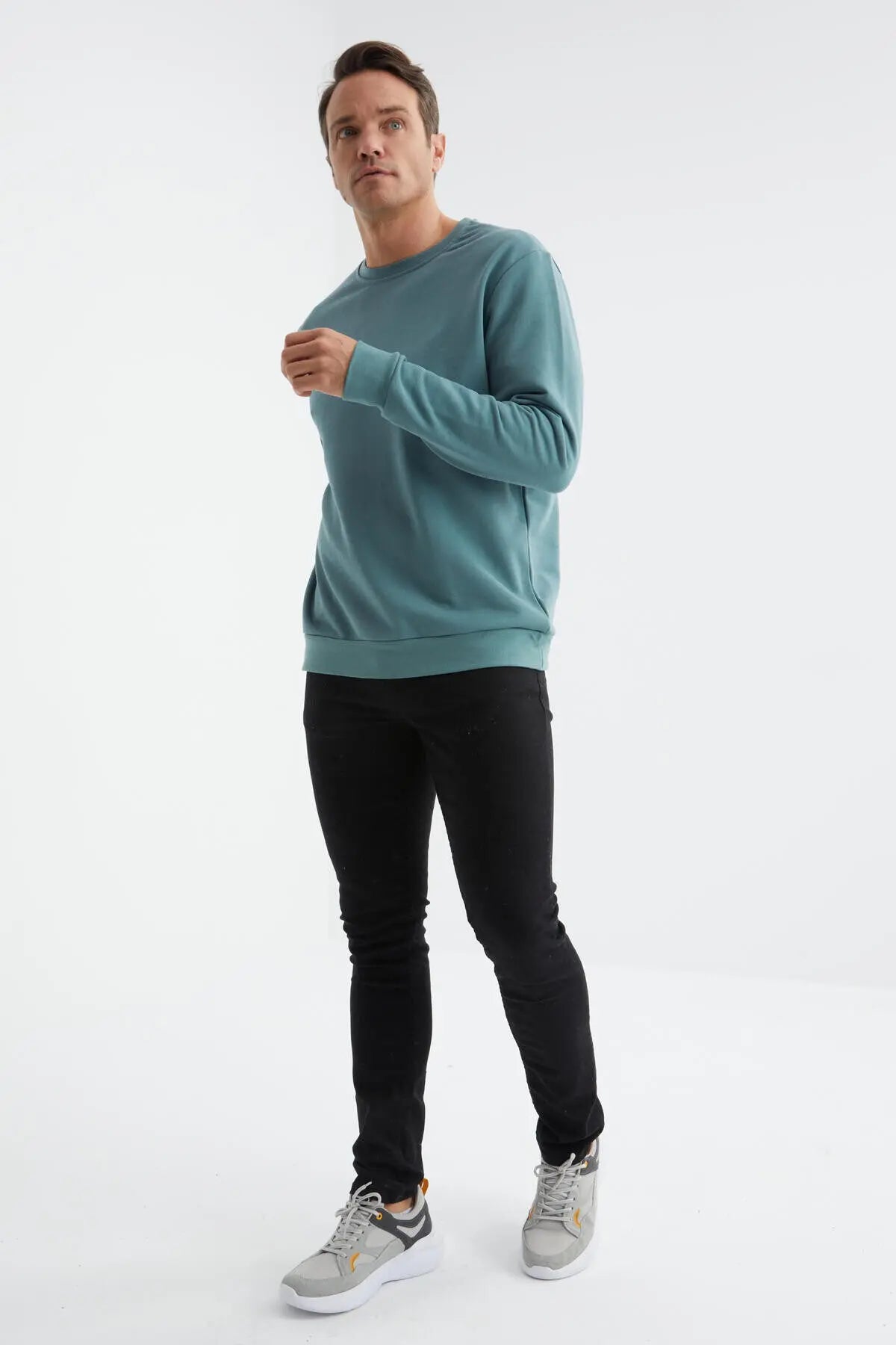 basic o yaka rahat form erkek sweatshirt - 88053 - Justyol