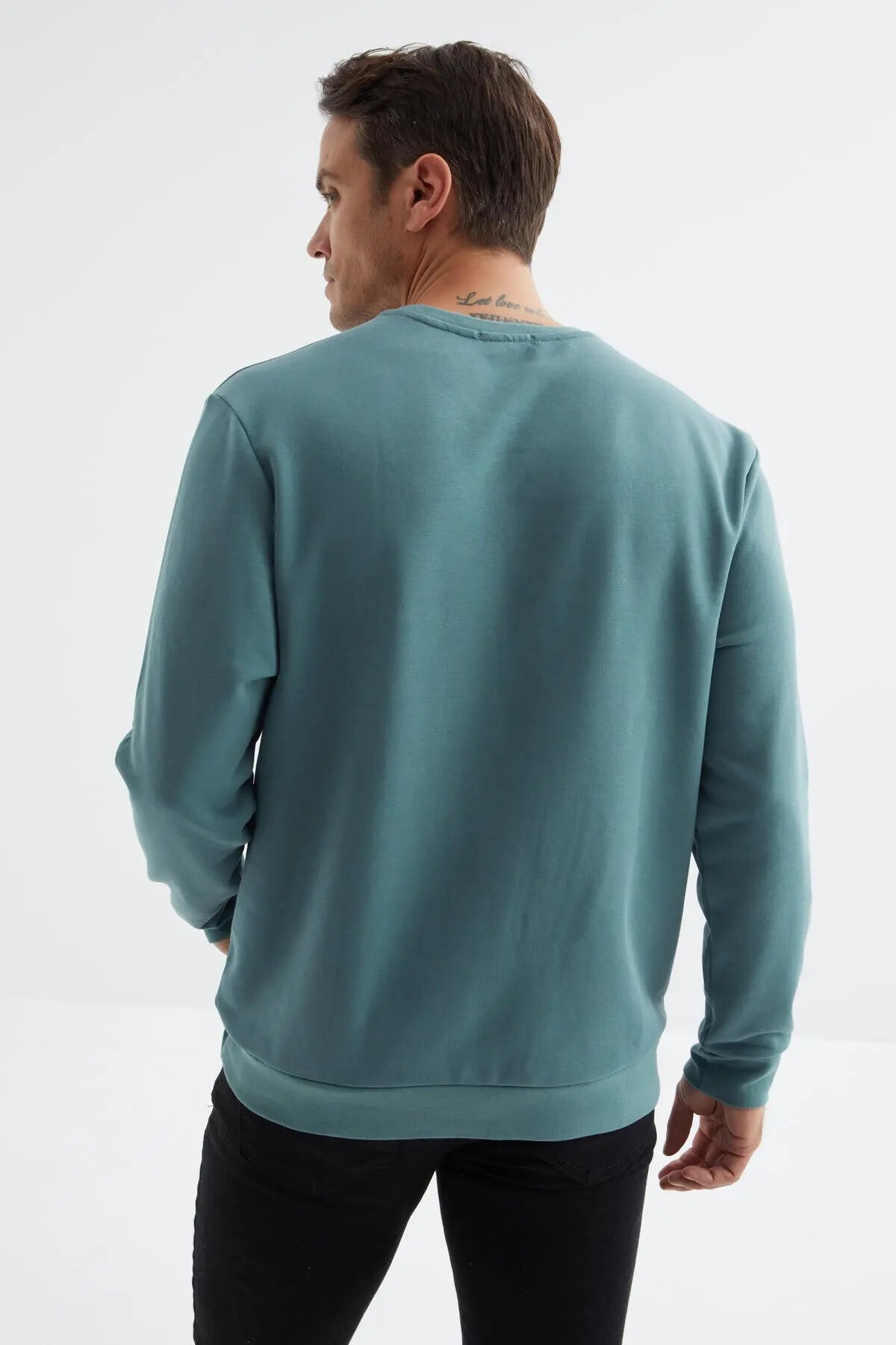 basic o yaka rahat form erkek sweatshirt - 88053 - Justyol