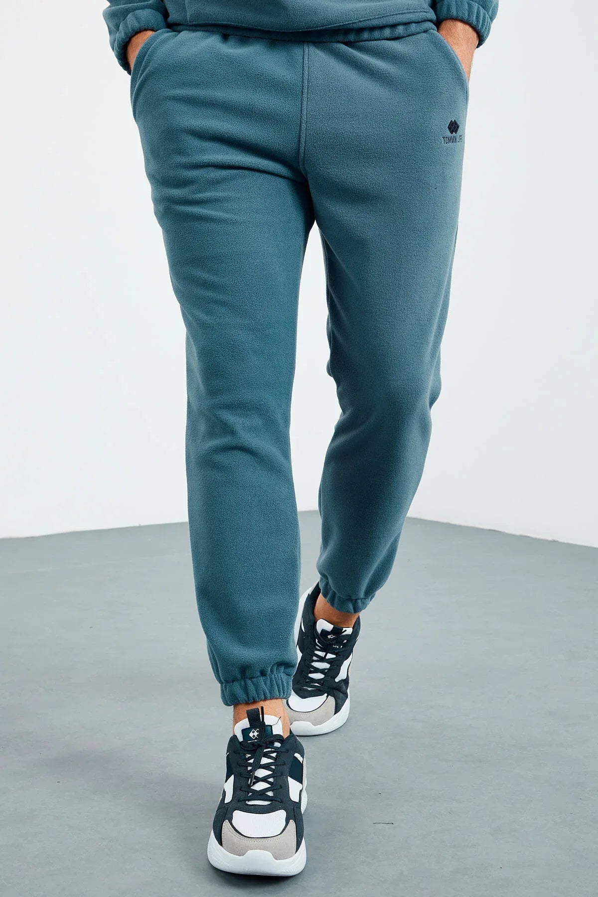 Ensemble de survêtement pour homme en polaire à demi-fermeture éclair, col montant et bas de pantalon élastiqués - 85159 - Justyol