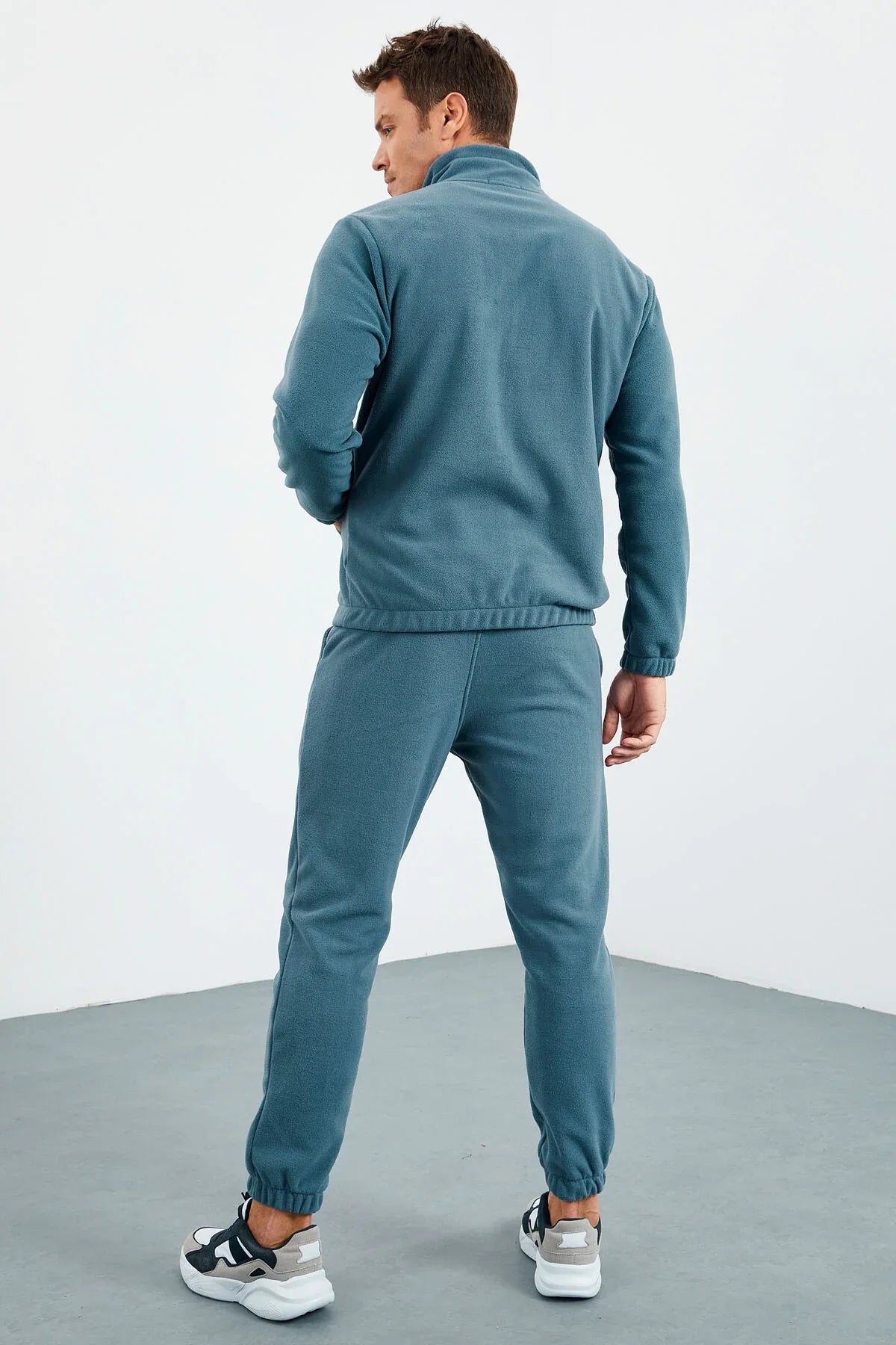 Ensemble de survêtement pour homme en polaire à demi-fermeture éclair, col montant et bas de pantalon élastiqués - 85159 - Justyol