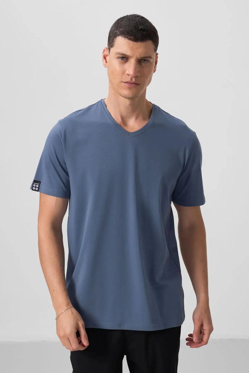 T-shirt homme basique col V manches courtes coupe standard- 87912