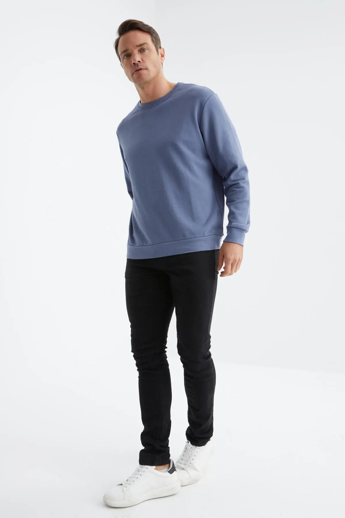 basic o yaka rahat form erkek sweatshirt - 88053 - Justyol
