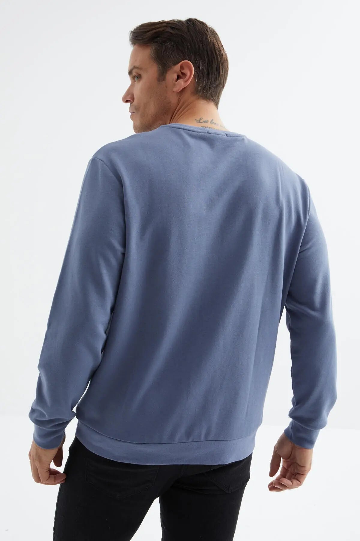 basic o yaka rahat form erkek sweatshirt - 88053 - Justyol