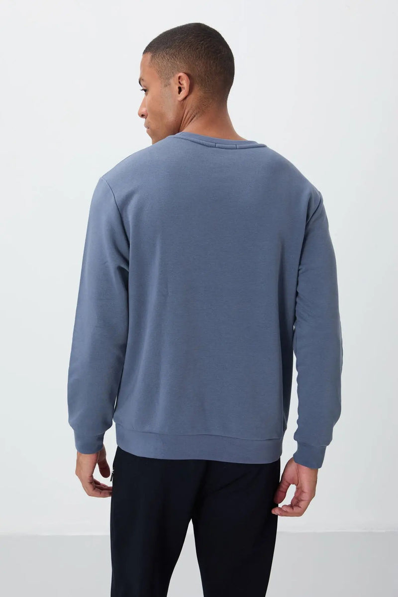 Sweatshirt pour homme à col rond avec broderie, coupe décontractée - 88020