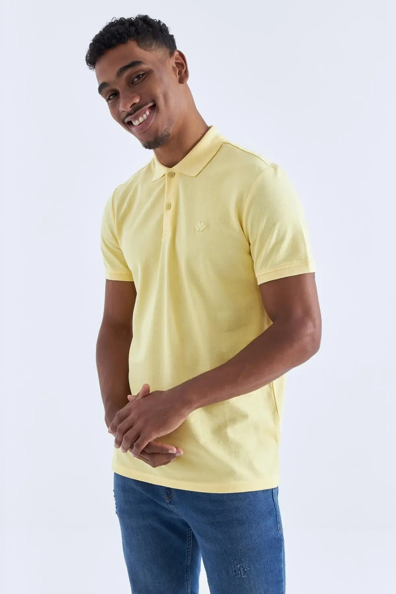 Polo homme en maille avec logo col polo coupe standard- 87748