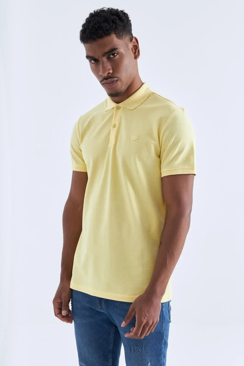 Polo homme en maille avec logo col polo coupe standard- 87748