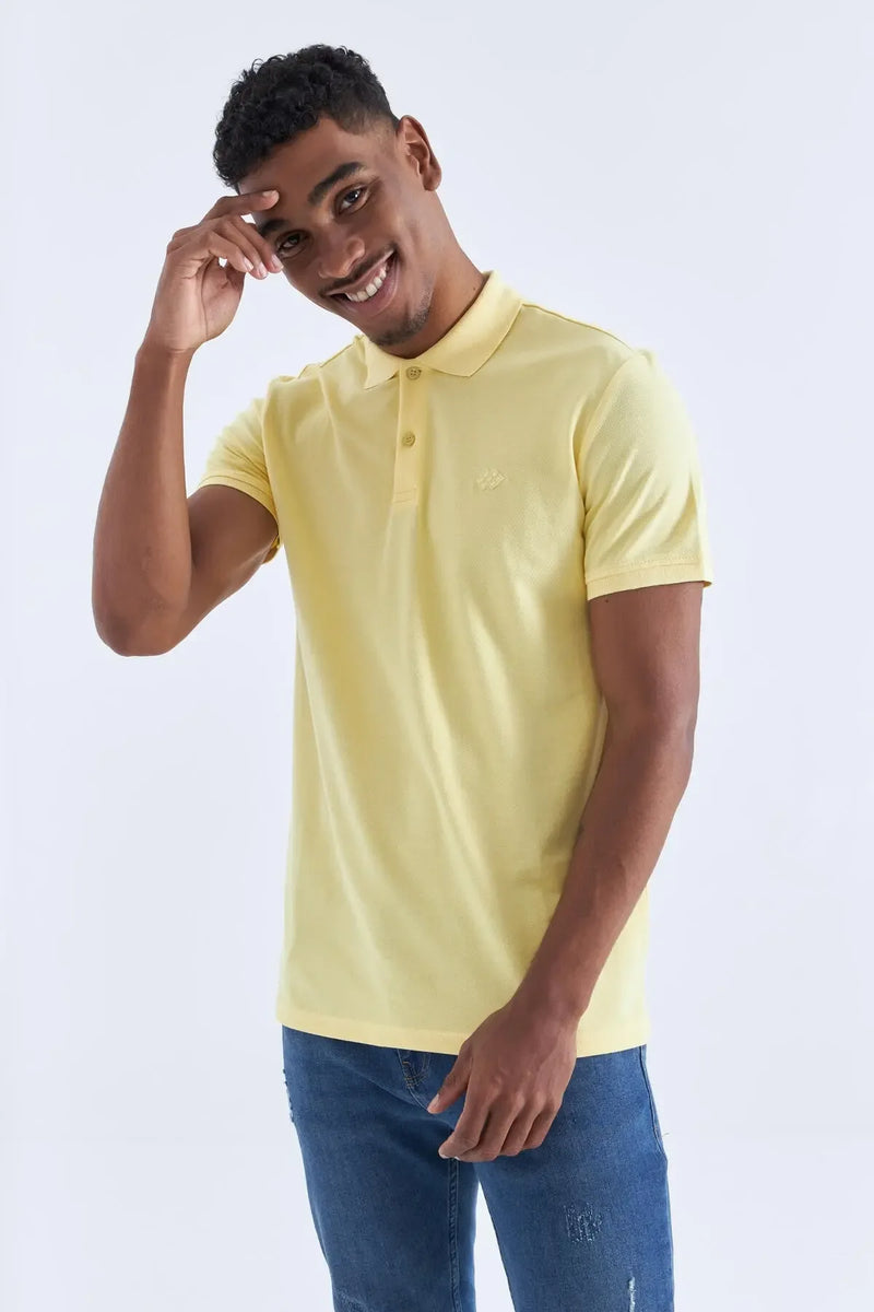 Polo homme en maille avec logo col polo coupe standard- 87748
