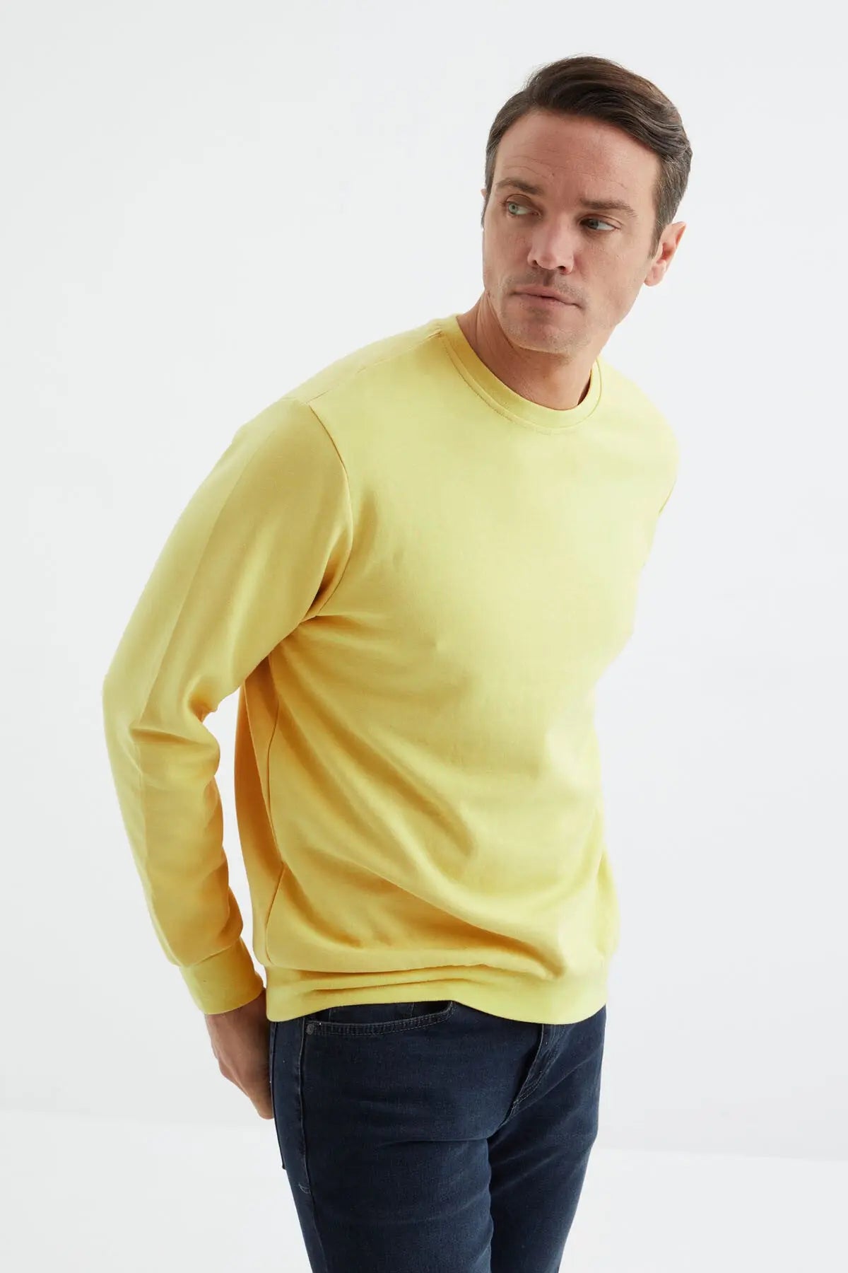 basic o yaka rahat form erkek sweatshirt - 88053 - Justyol