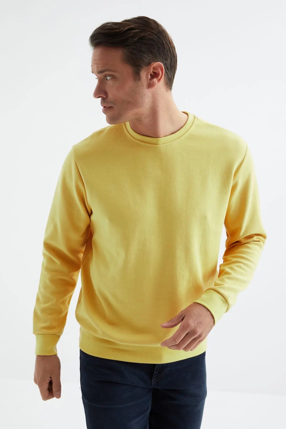 basic o yaka rahat form erkek sweatshirt - 88053 - Justyol