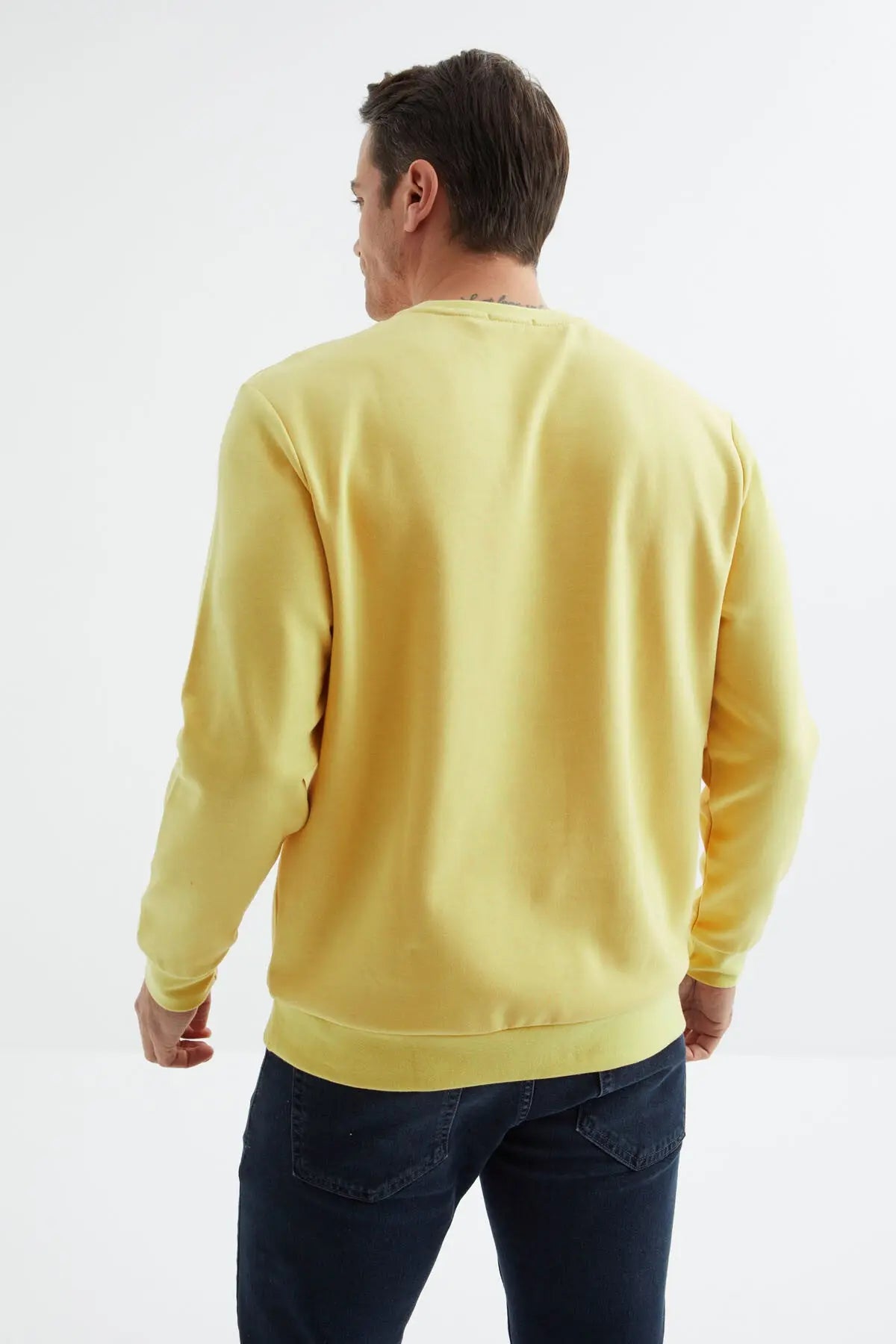 basic o yaka rahat form erkek sweatshirt - 88053 - Justyol