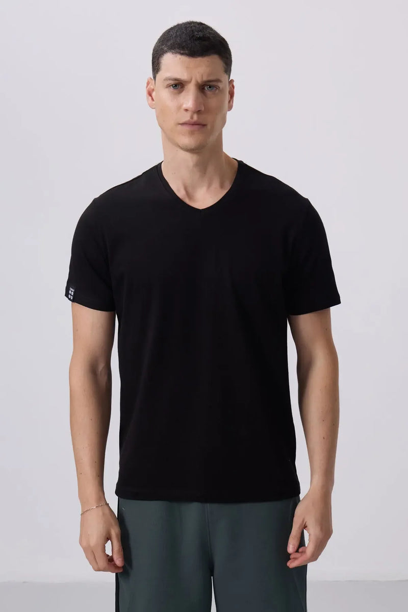 T-shirt homme basique col V manches courtes coupe standard- 87912