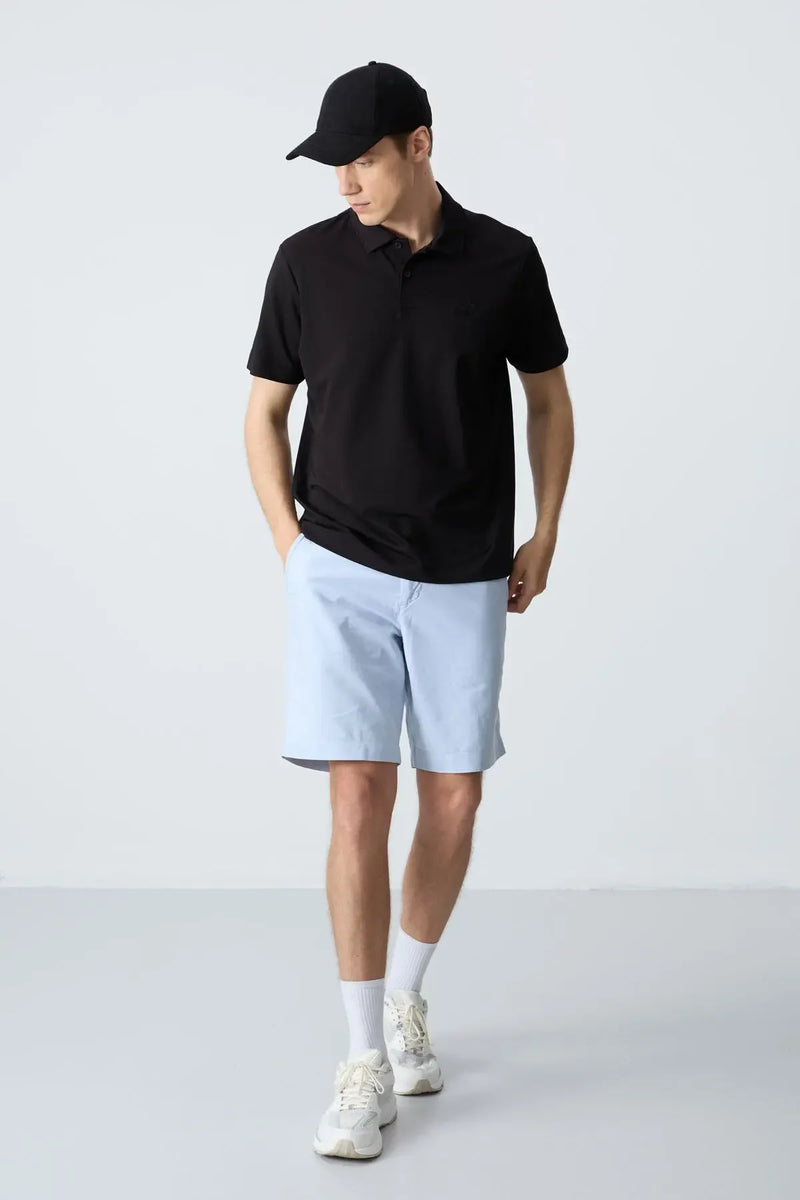 Polo homme en maille avec logo col polo coupe standard- 87748