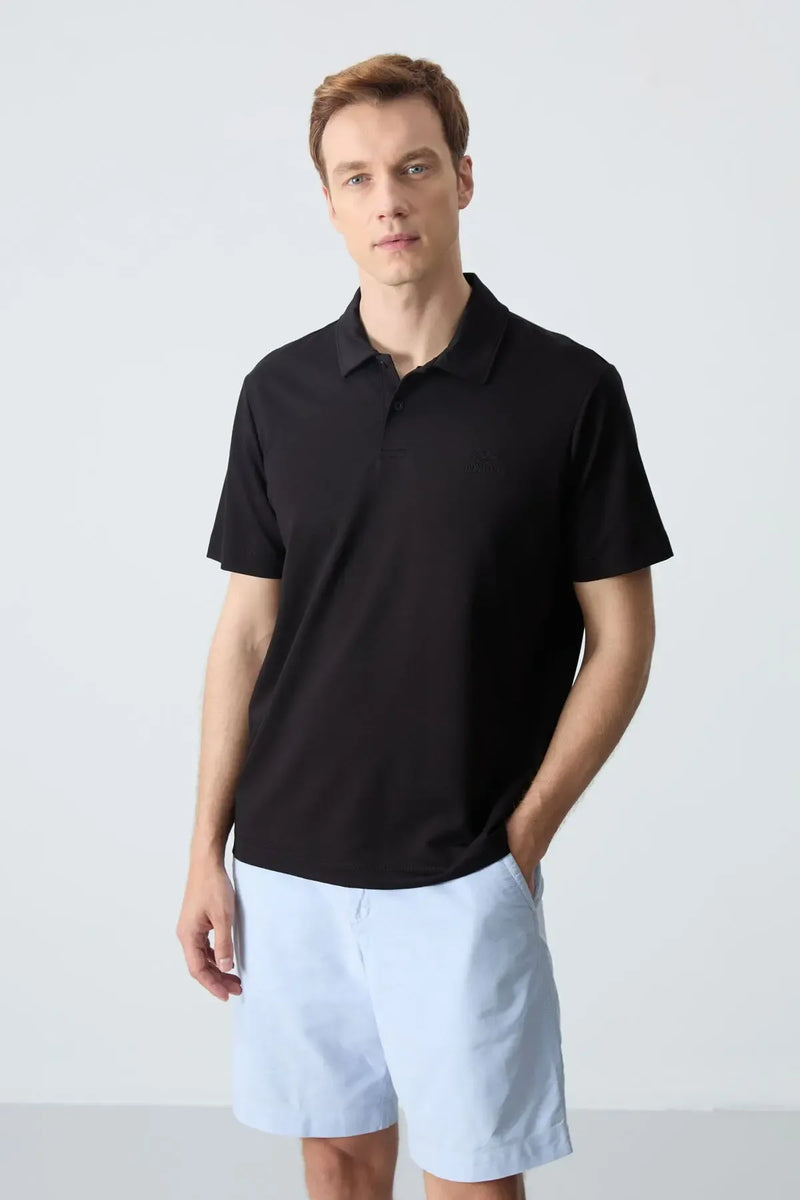 Polo homme en maille avec logo col polo coupe standard- 87748