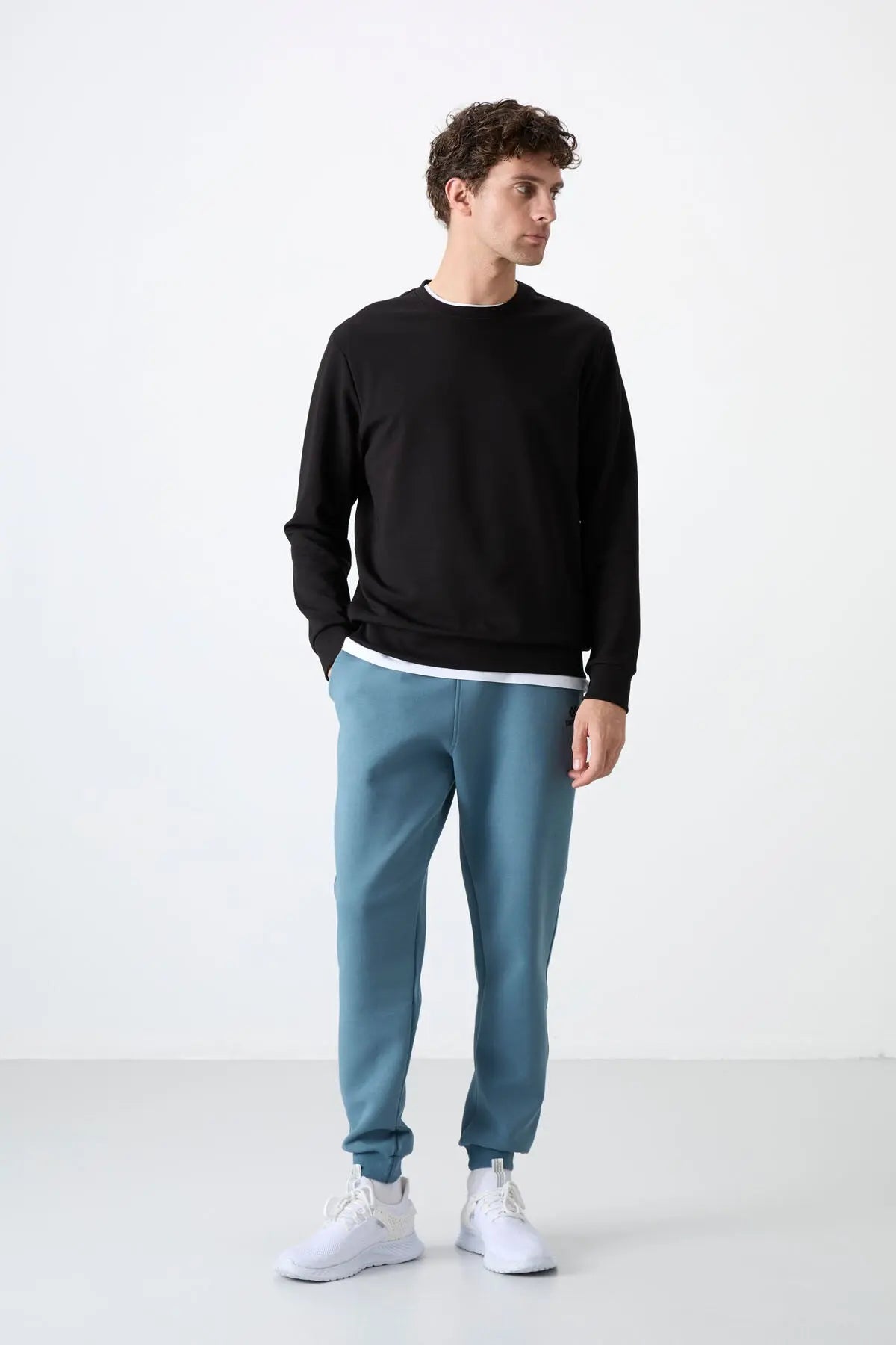basic o yaka rahat form erkek sweatshirt - 88053 - Justyol
