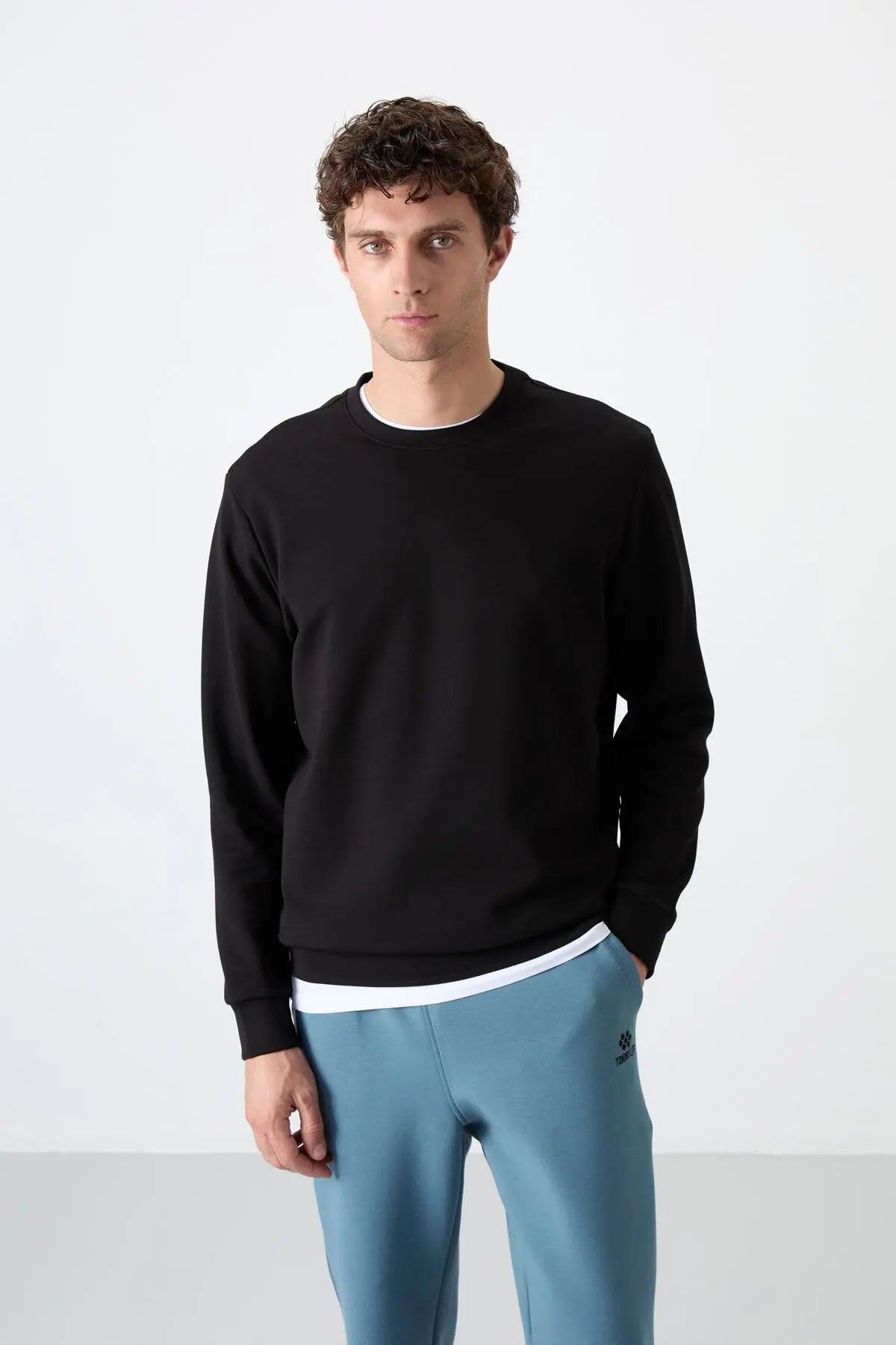 basic o yaka rahat form erkek sweatshirt - 88053 - Justyol