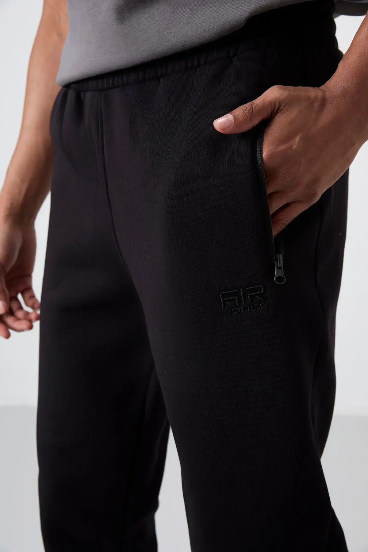 jogger homme gris chiné César polaire avec poches- 84929 - Justyol