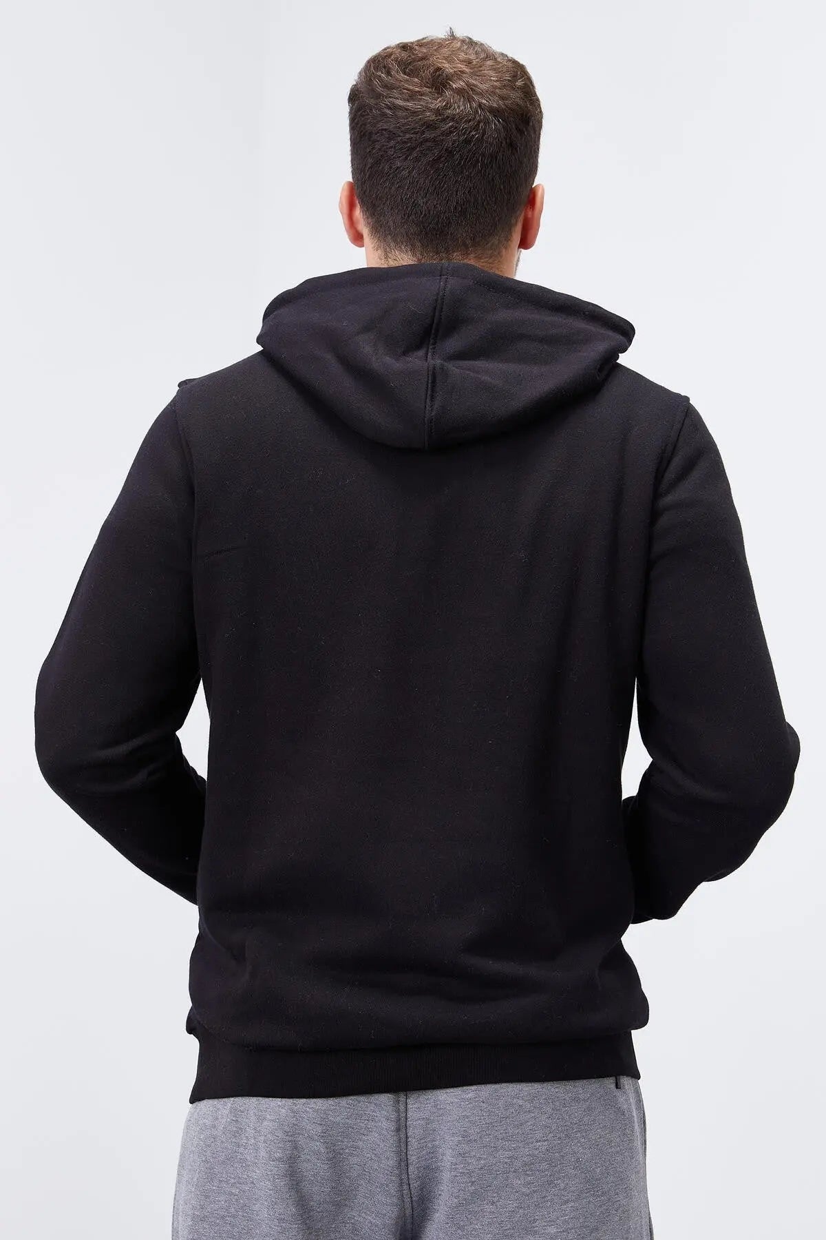 nakişli kanguru cep standart kalip kapüşonlu erkek sweatshirt - 87839 - Justyol