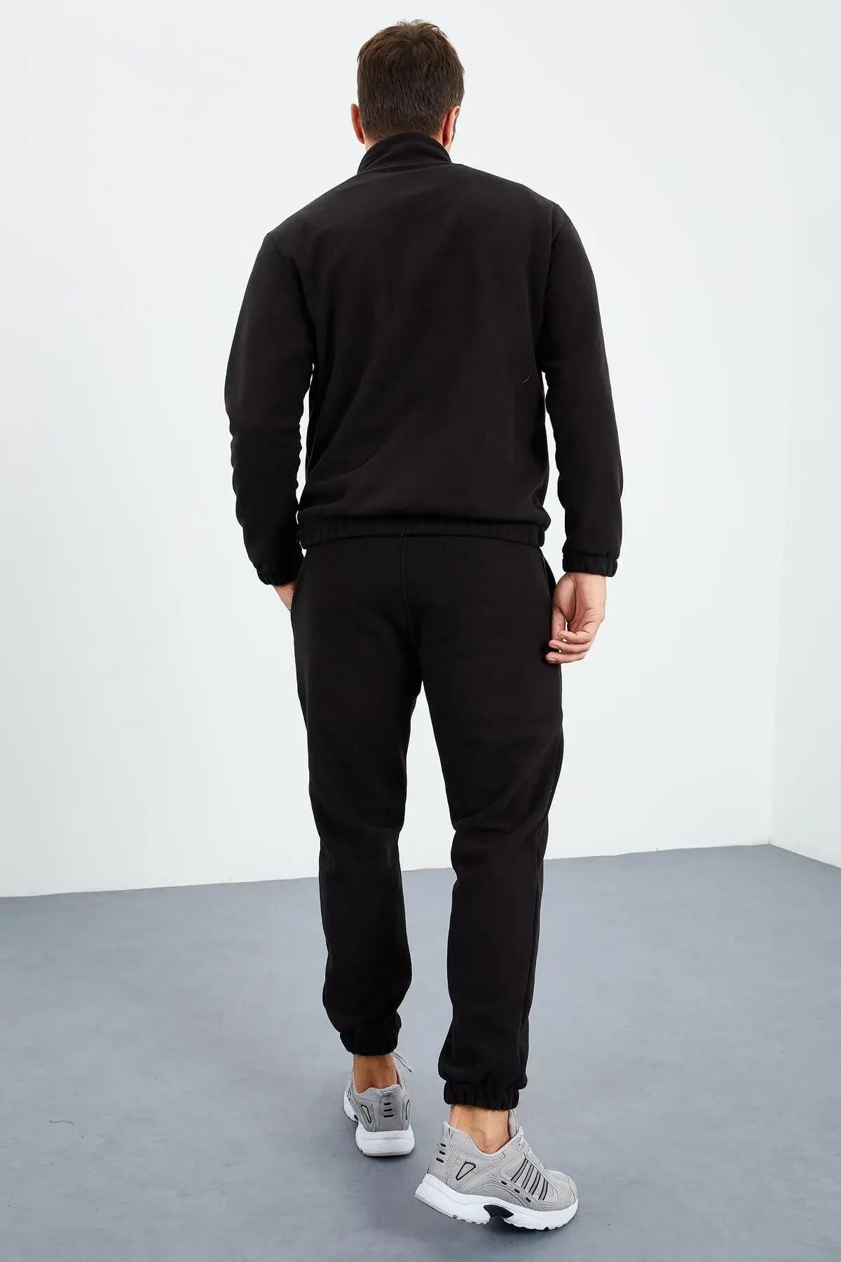 Ensemble de survêtement pour homme en polaire à demi-fermeture éclair, col montant et bas de pantalon élastiqués - 85159 - Justyol