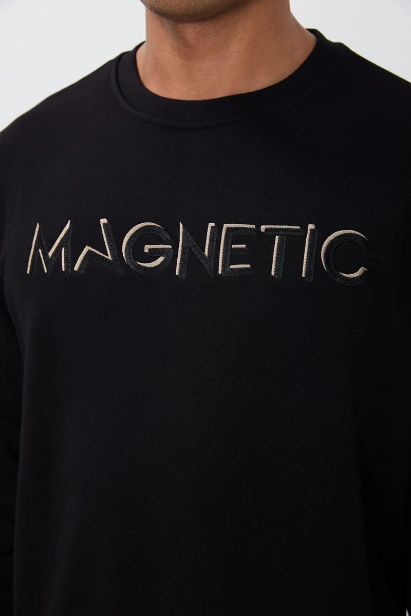 Sweatshirt pour homme à col rond avec broderie, coupe décontractée - 88020
