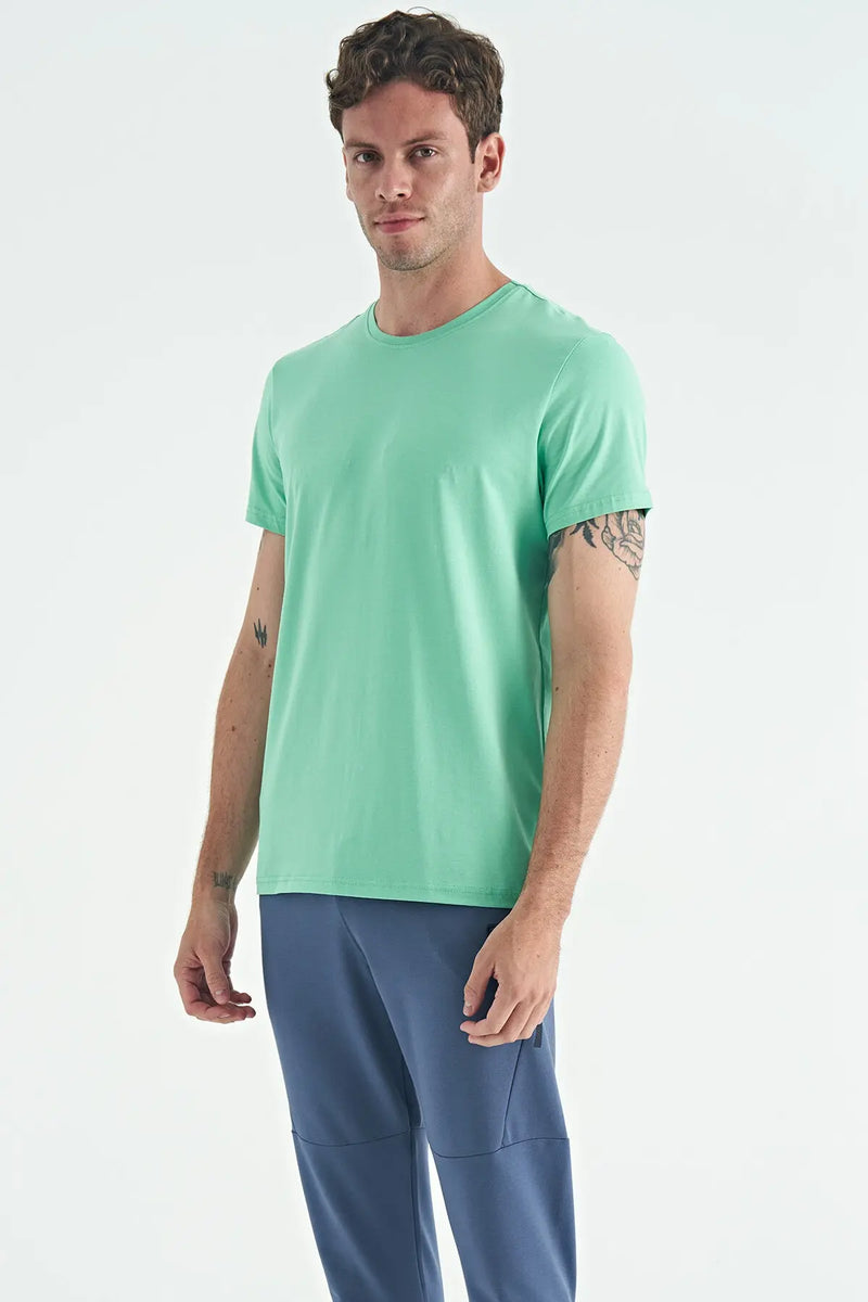 T-shirt pour homme à col rond, coupe standard, modèle basique - 88245