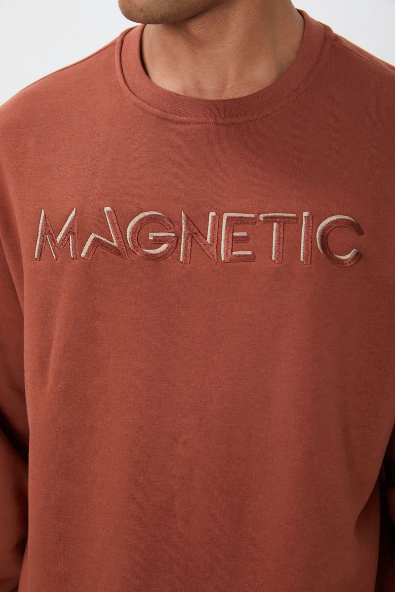 Sweatshirt pour homme à col rond avec broderie, coupe décontractée - 88020