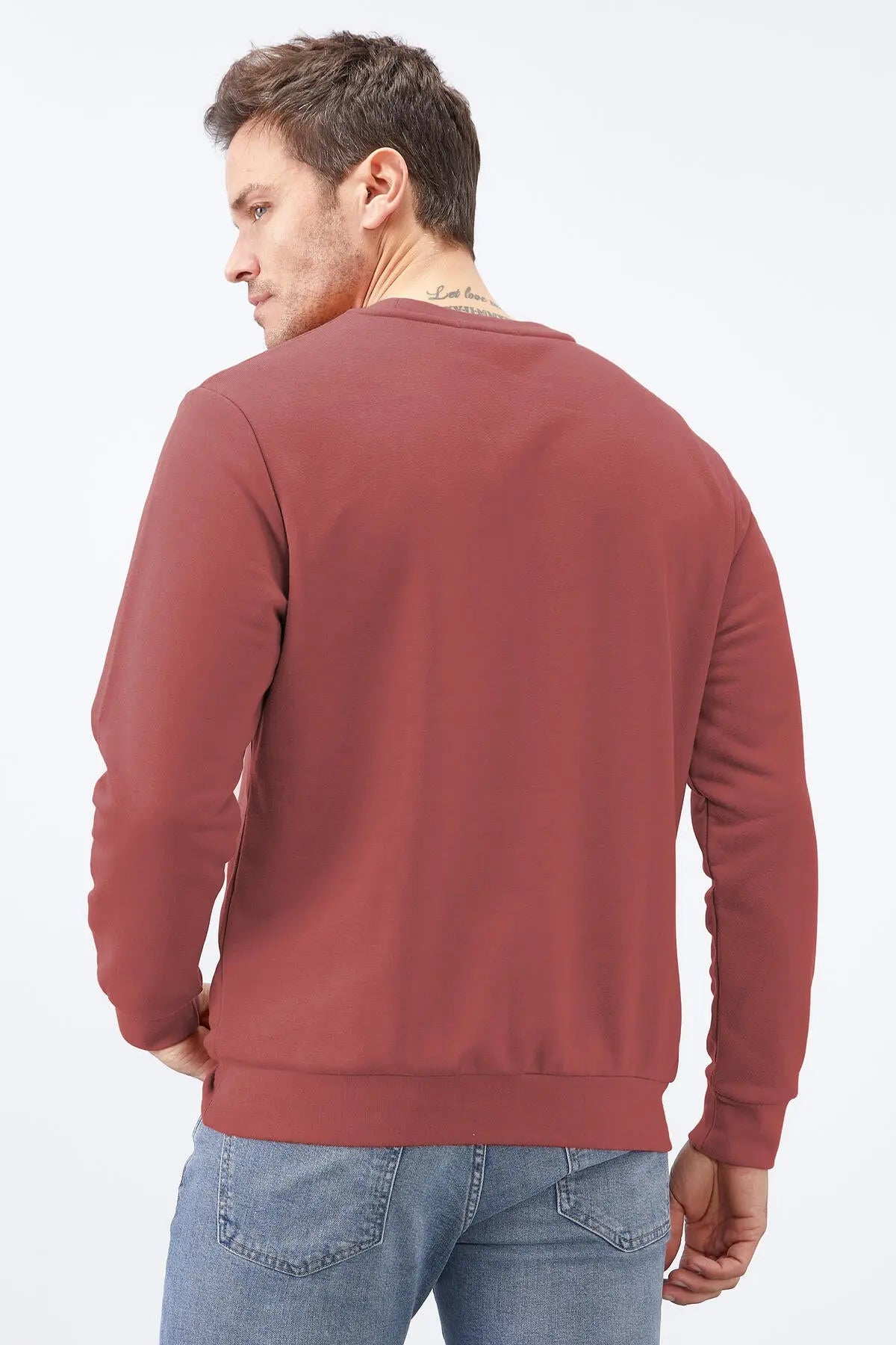 basic o yaka rahat form erkek sweatshirt - 88053 - Justyol