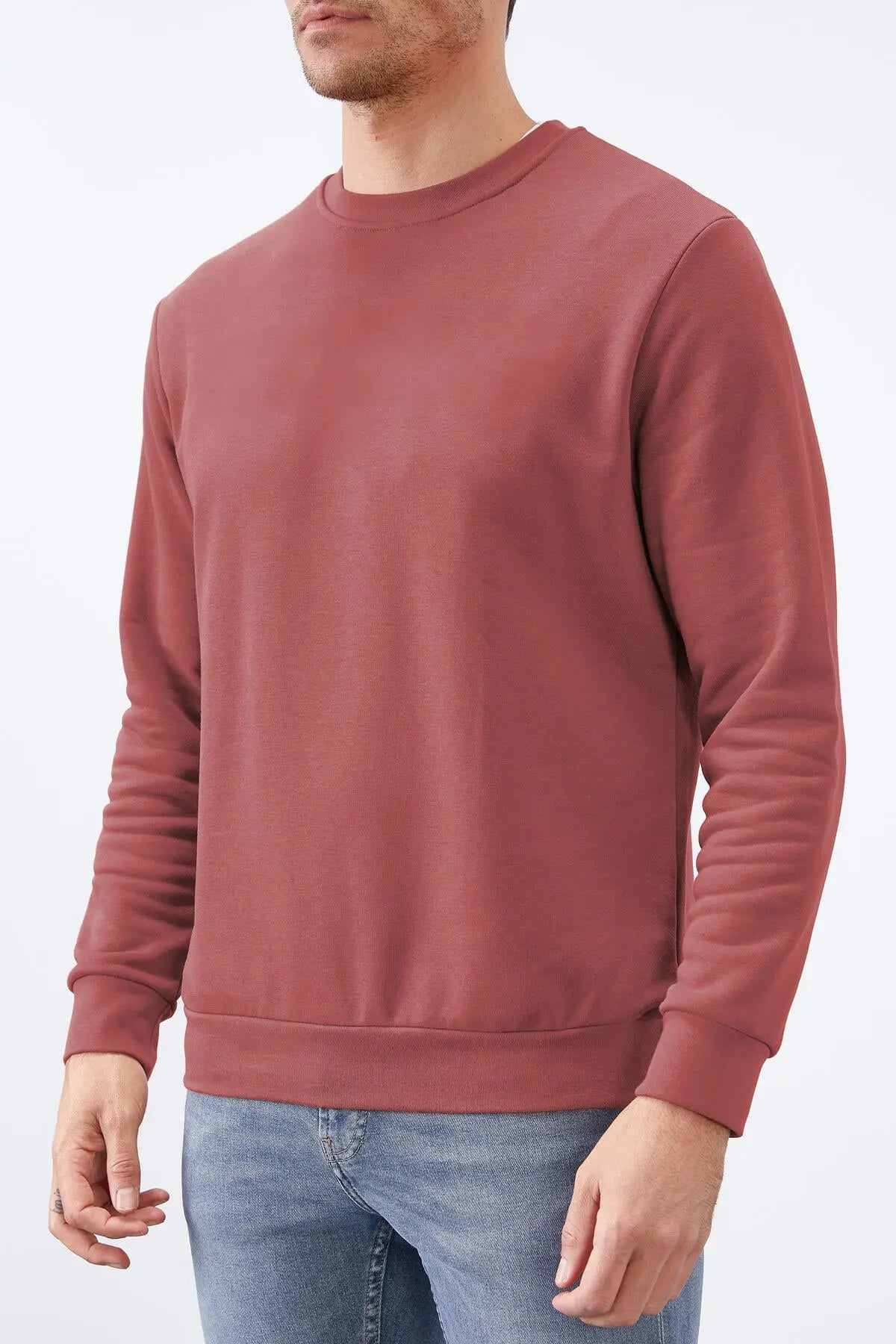 basic o yaka rahat form erkek sweatshirt - 88053 - Justyol